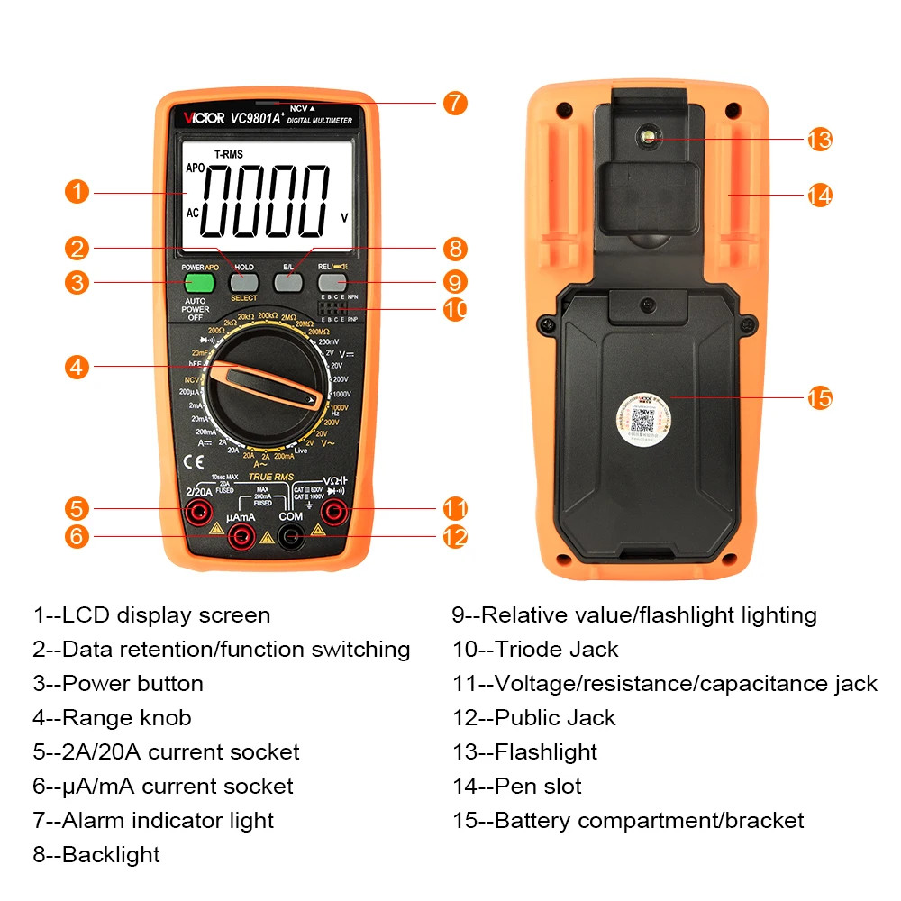 Digital Multimeter Voltage Tester Capacimeter Frequency Temperature Measuring