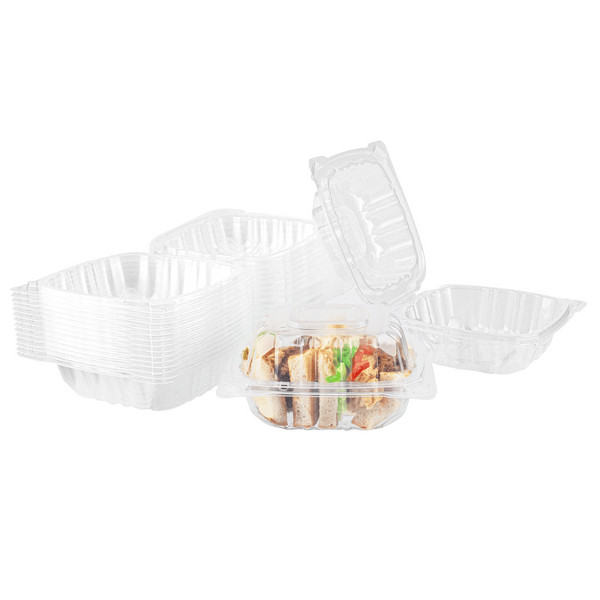 Karat 6” x 6″ PP Plastic Hinged Container, Clear – 300 pcs