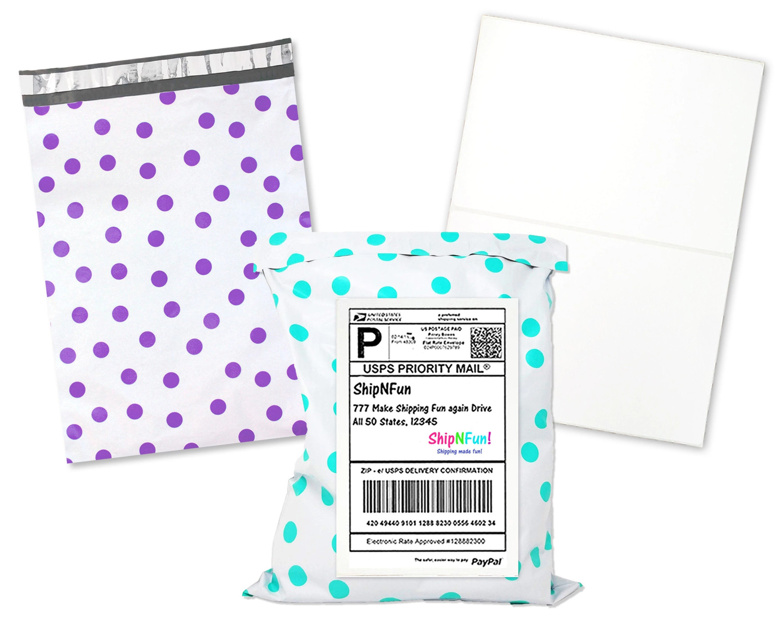 100 Pack, 50 10×13″ Flat Poly Mailers , 50 8.5×11 Blank Shipping Labels Combo