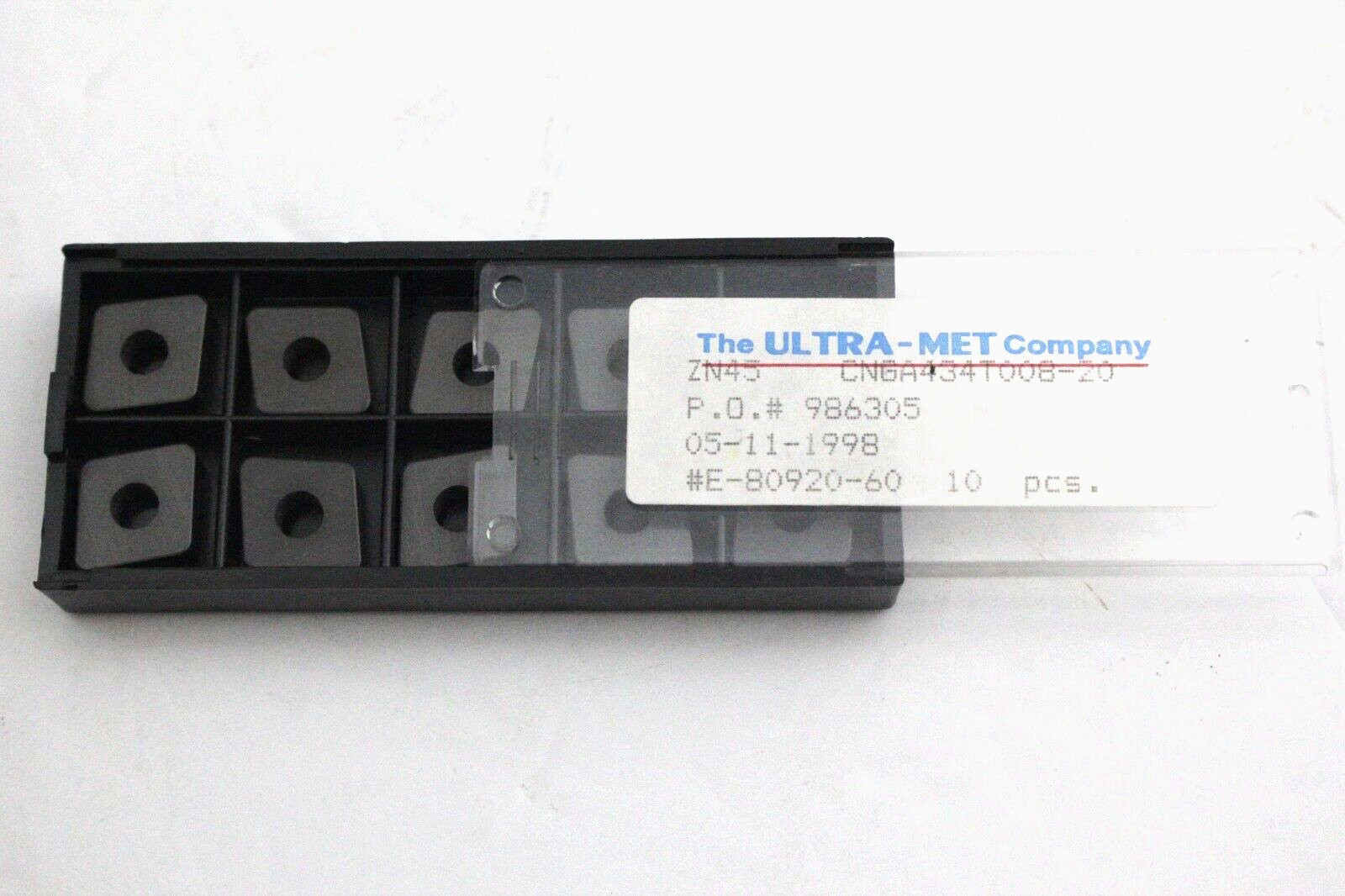 NEW ULTRA-MET CNGA434T008-20 Qty. ZN45 10 CHAMFER EDGE SEE DETAILS BELOW