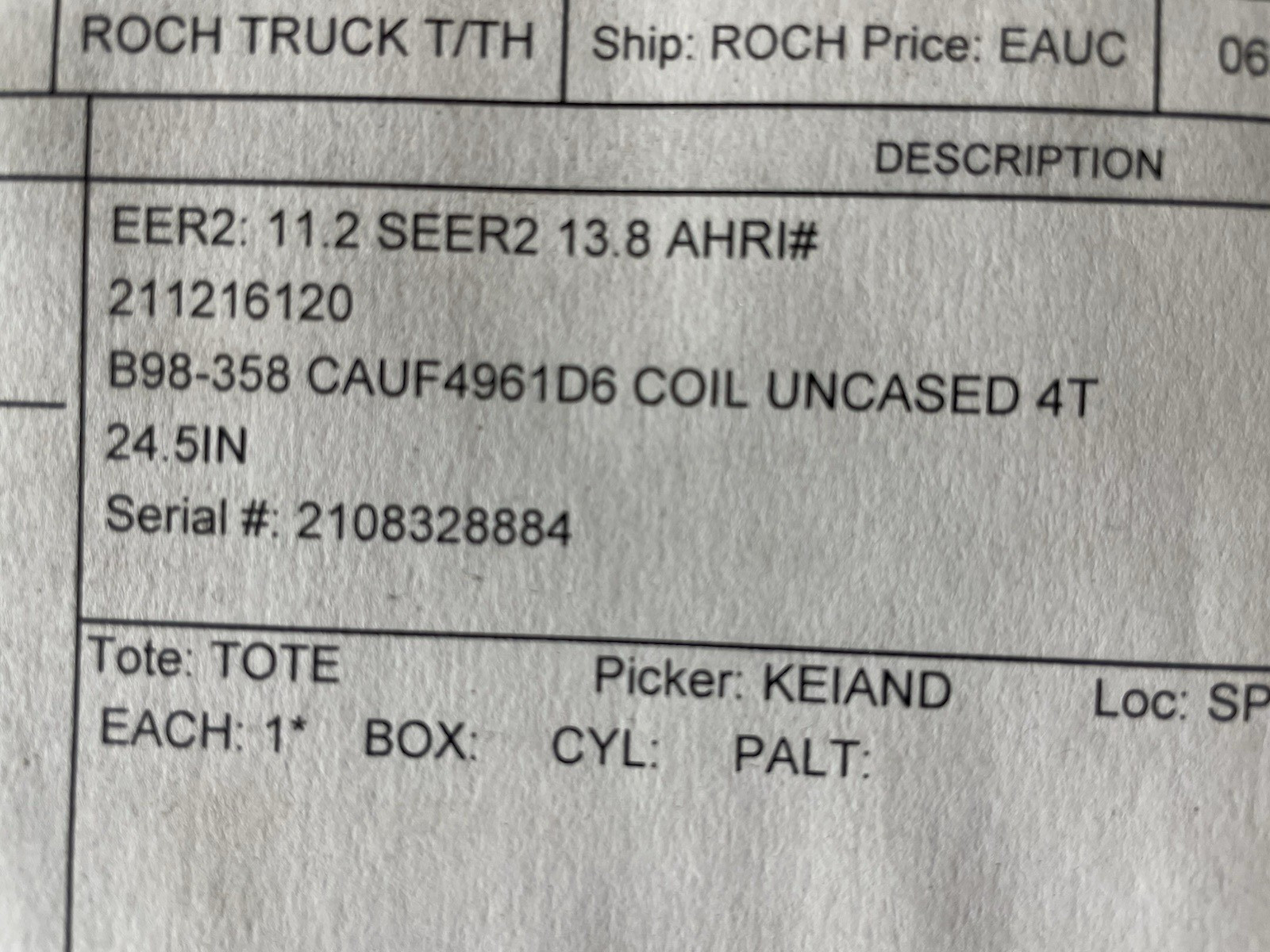New Open Box Goodman CAUF4961d6 Uncased Evaporator Coil 5 Ton