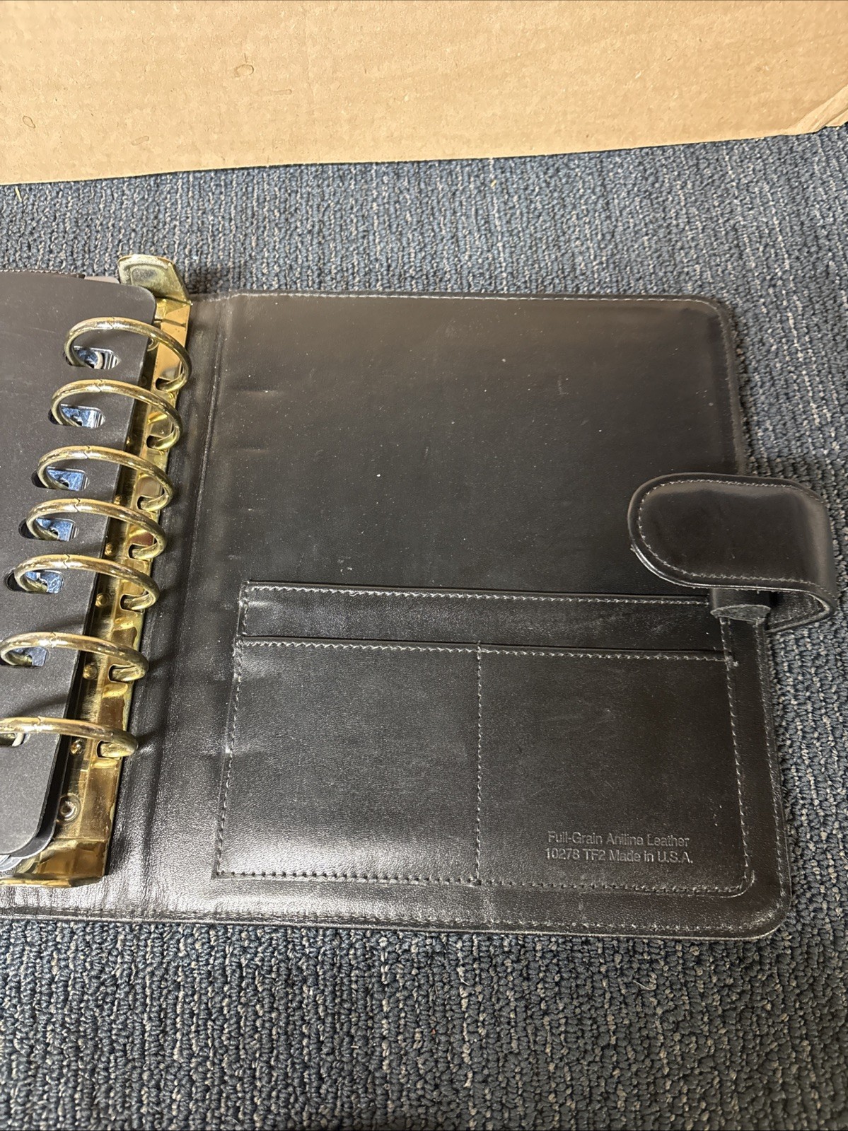 Franklin Quest Black Classic Full Grain Leather Open Binder Day Planner