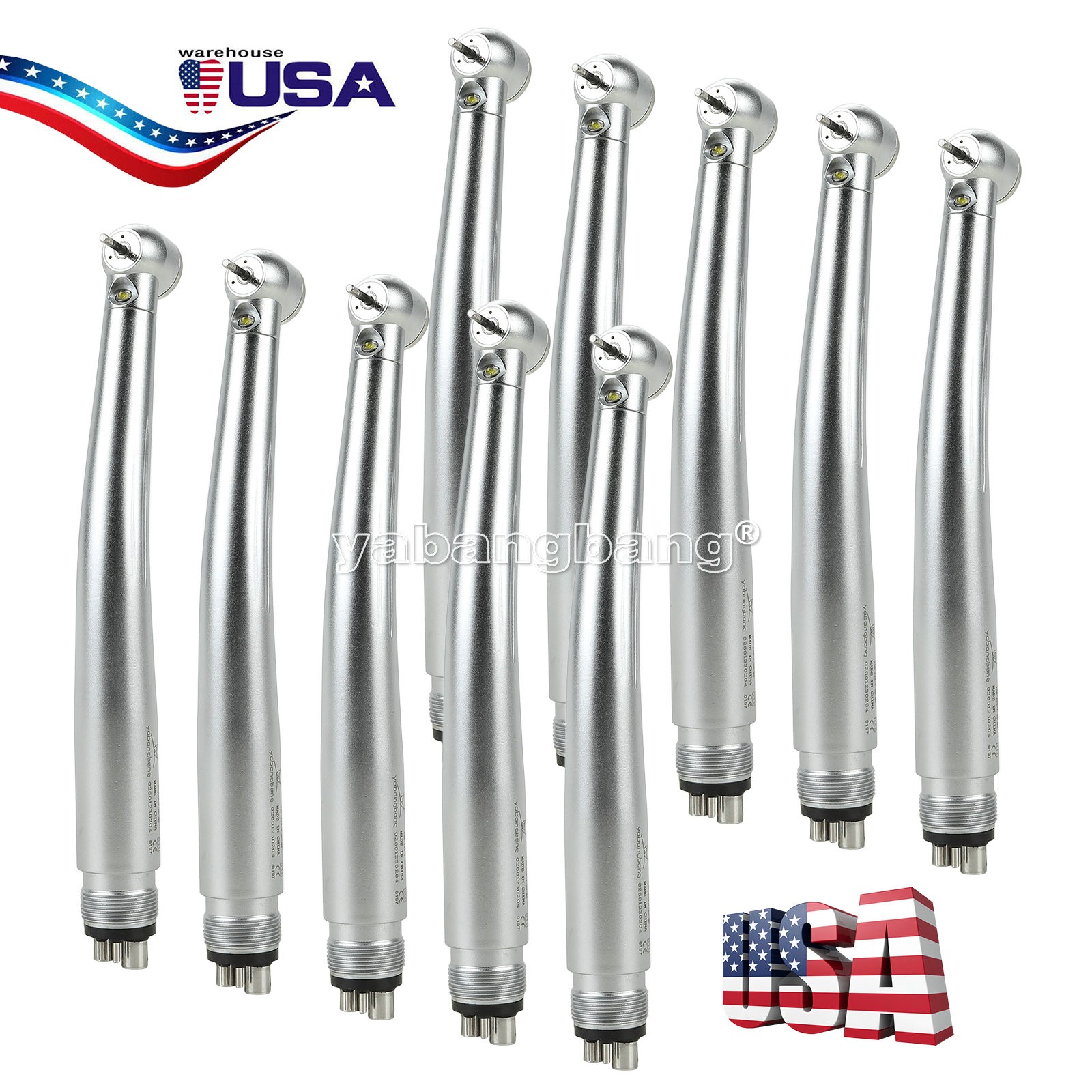 1-10 Dental LED Fiber Optic E-generator High Speed Handpiece 4 HOLE