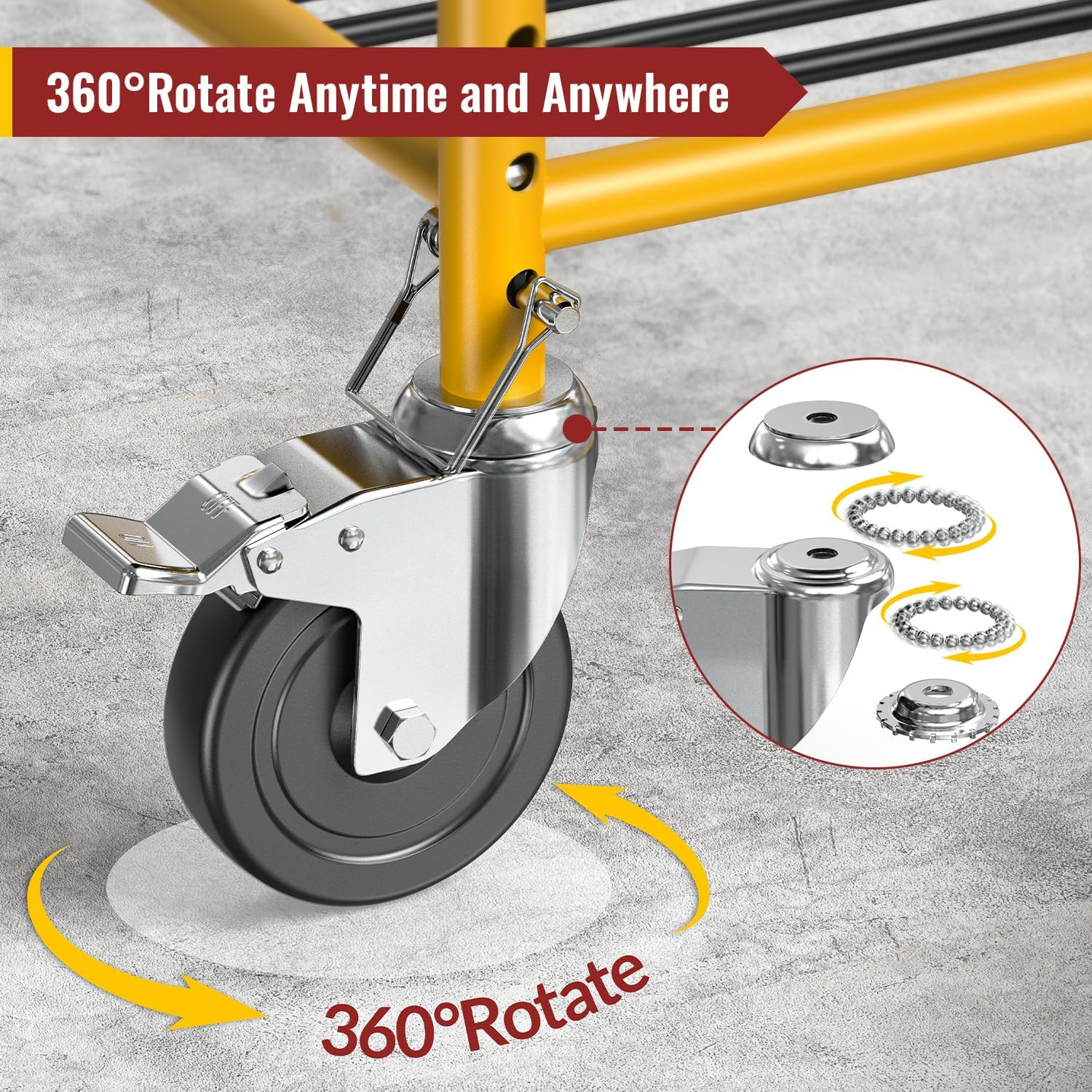 5″ Dual Locking Caster Wheels Set of 4, 1190 Lbs Capacity