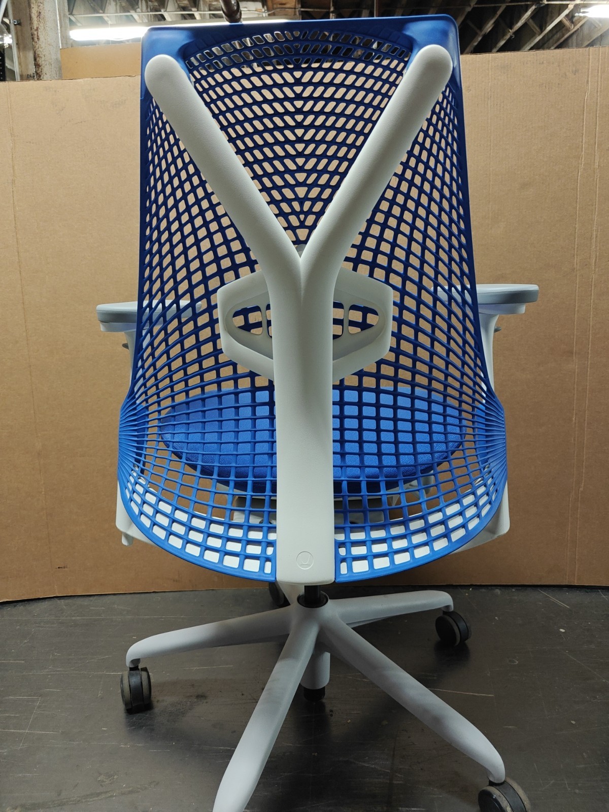 Blue Sayl Office Desk Chair Herman Miller Up Down Arms White Seat/Frame Lumbar