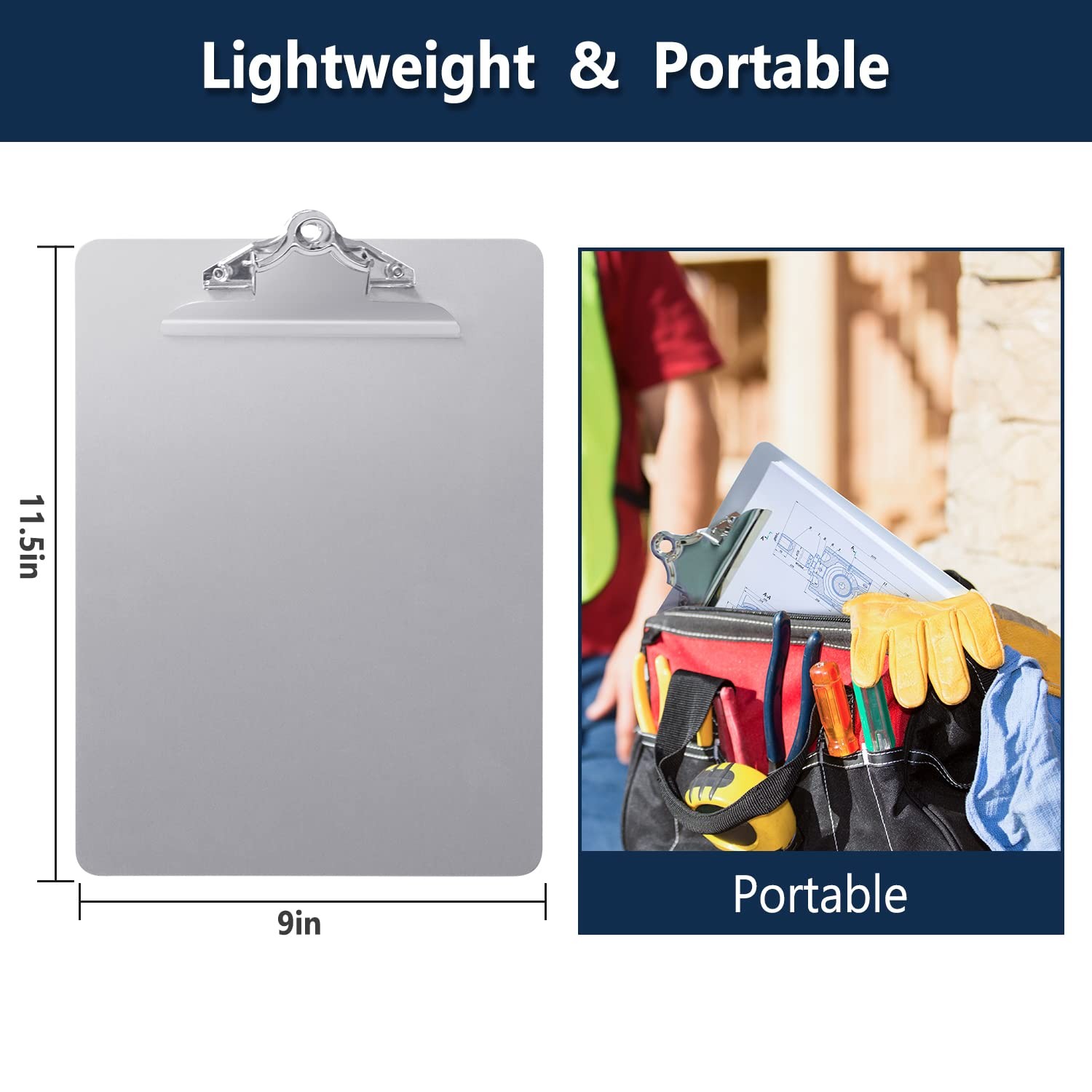 Sunnyclip Metal Clipboard, Contractor Heavy Duty Rust-Proof Hangable Recycled Al