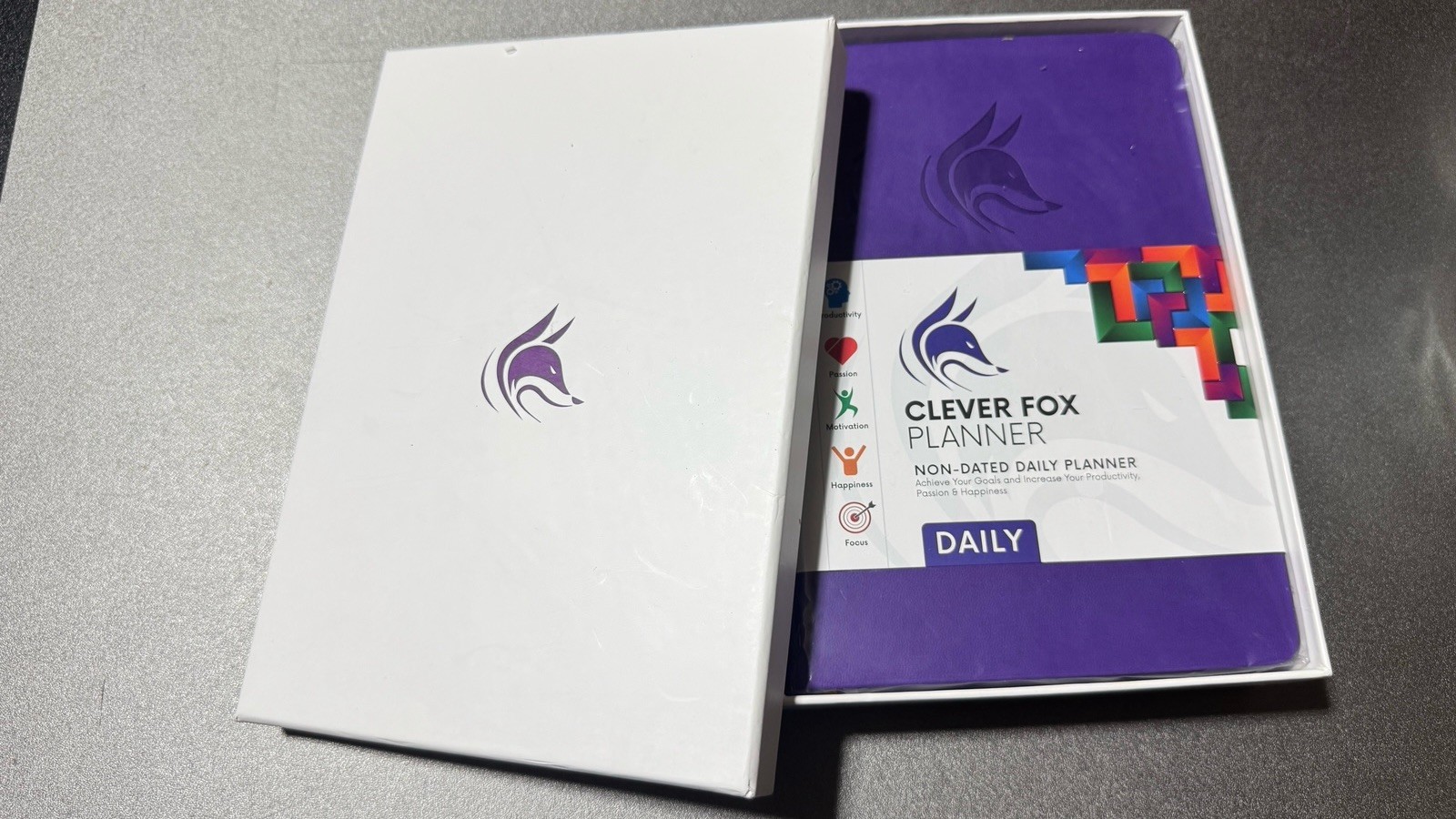 New In Box Clever Fox Non-Dated Weekly Planner To Do List Schedule Purple