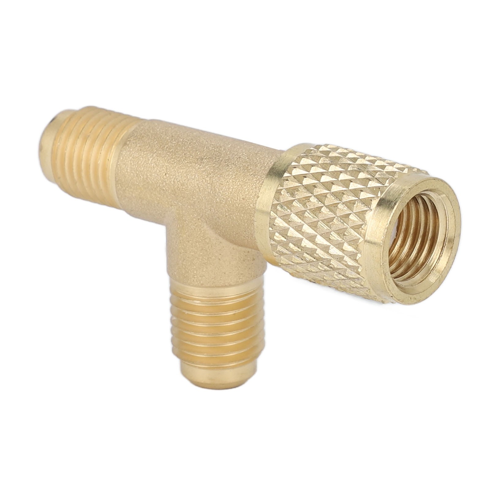 Quick Coupler Tee Adapter With Valve Core Brass 1/4in SAE Sturdy Structure
