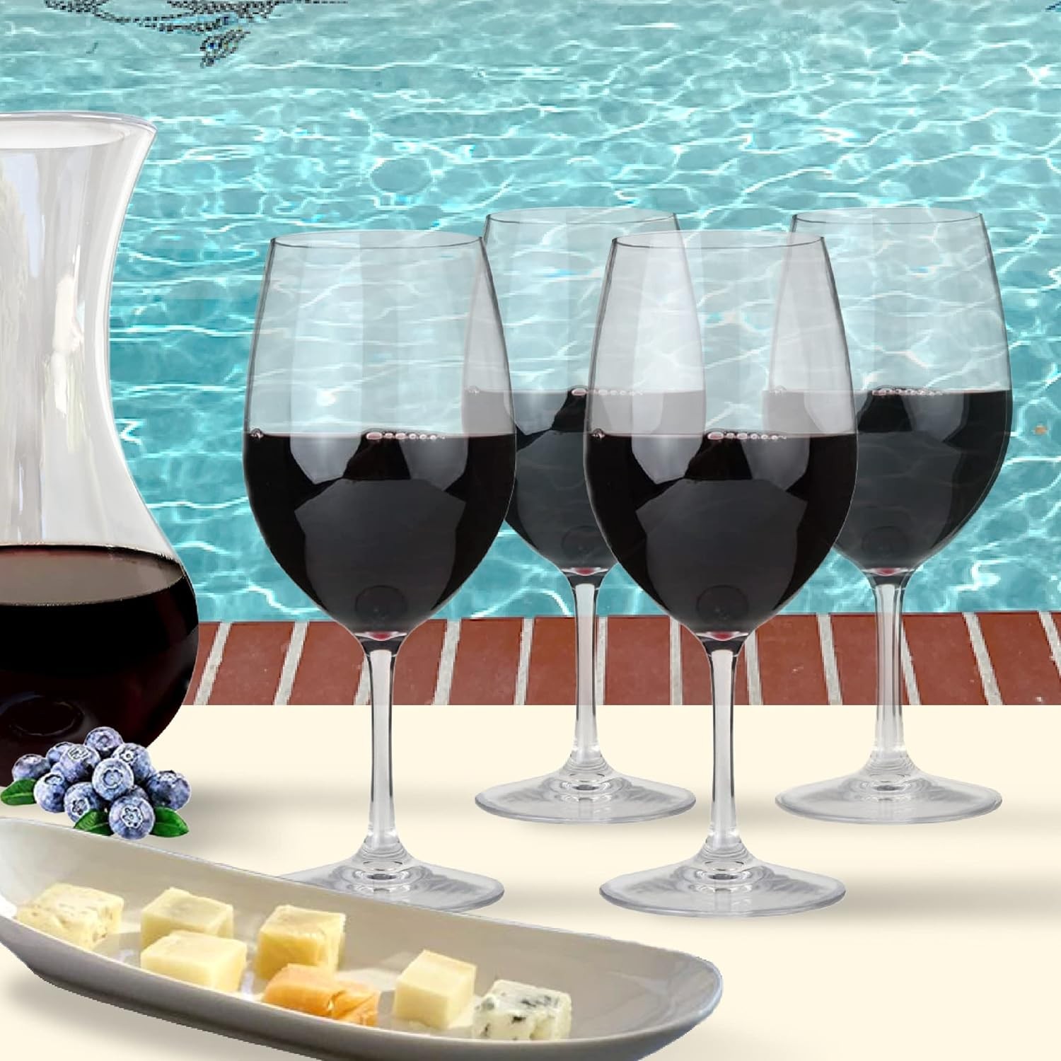 Unbreakable Cabernet and Merlot Bordeaux Red Wine Glasses, Made of Shatterproof