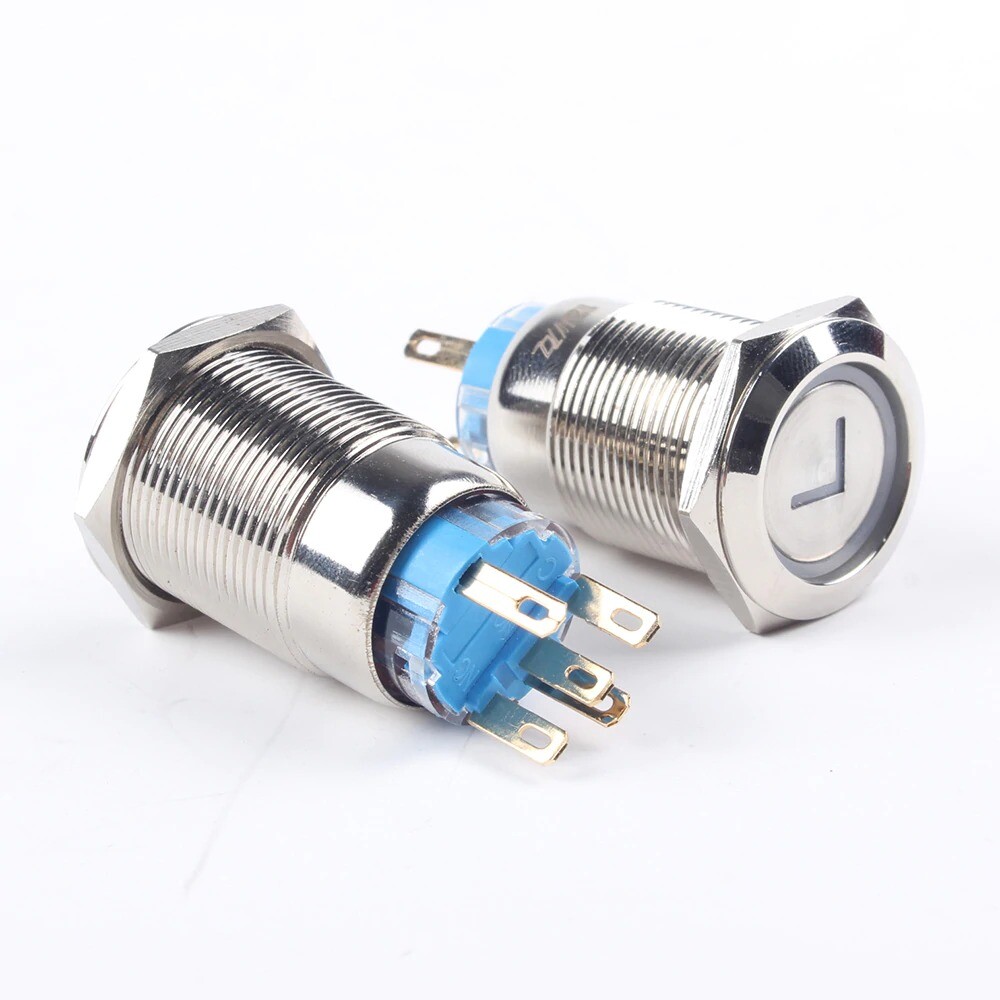 19mm Arrow L Type Momentary Push Button LED Latching Car Waterproof Illuminated