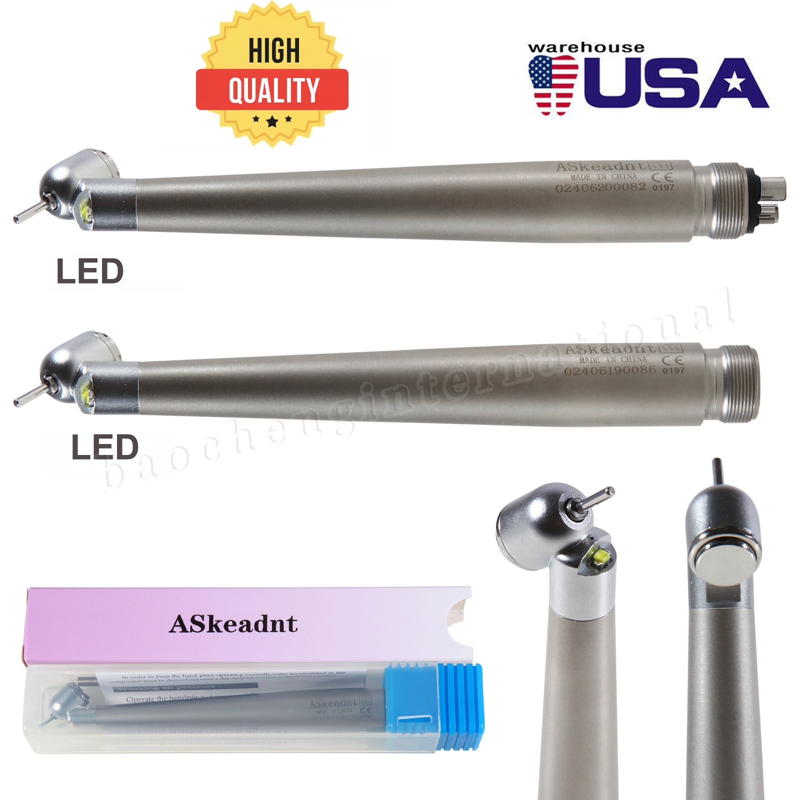 Dental 45° Surgical High Speed Handpiece LED E-generator Push Button NSK STYLE