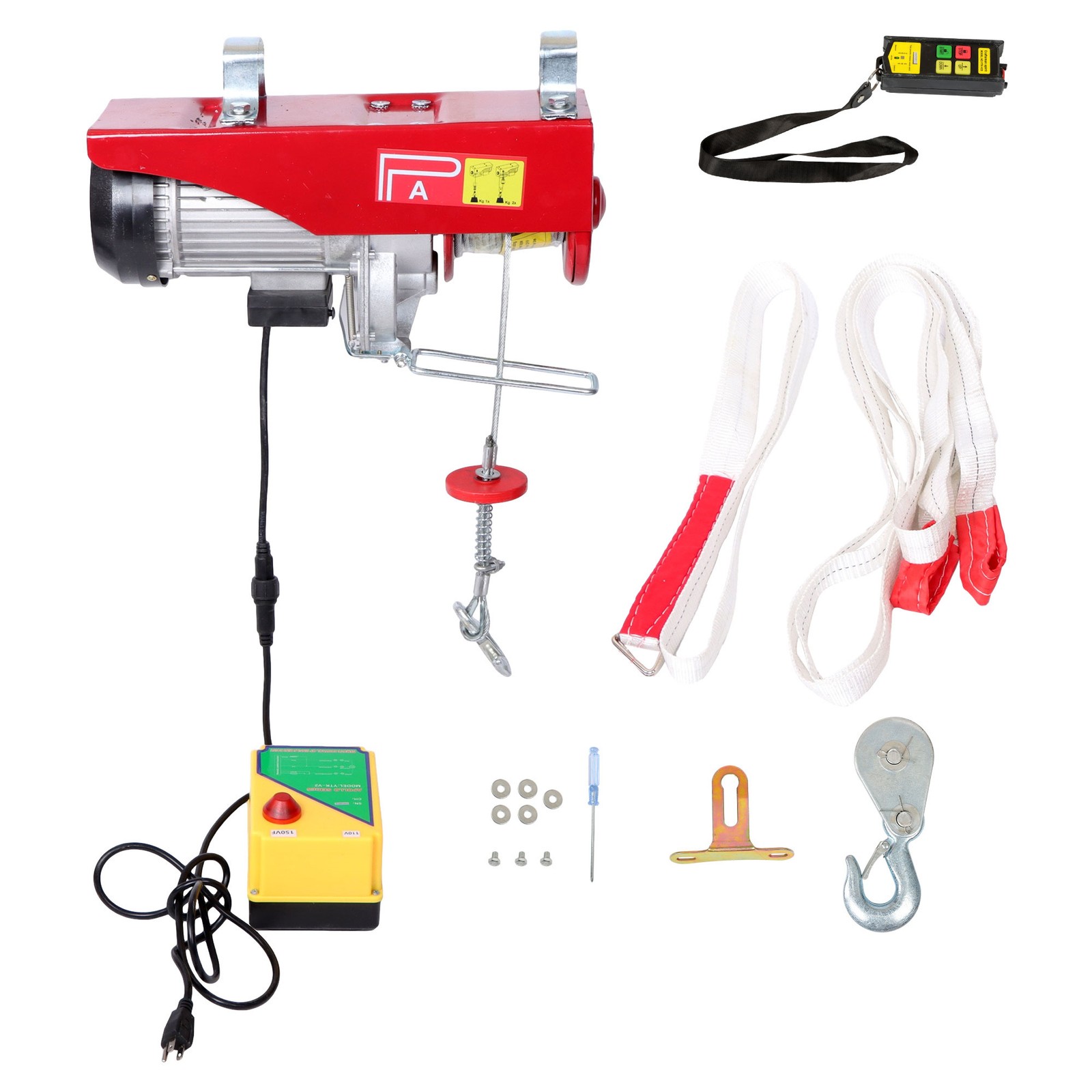 2200LBS 1600W Electric Steel Wire Winch with Wireless Remote Control 328ft/100m