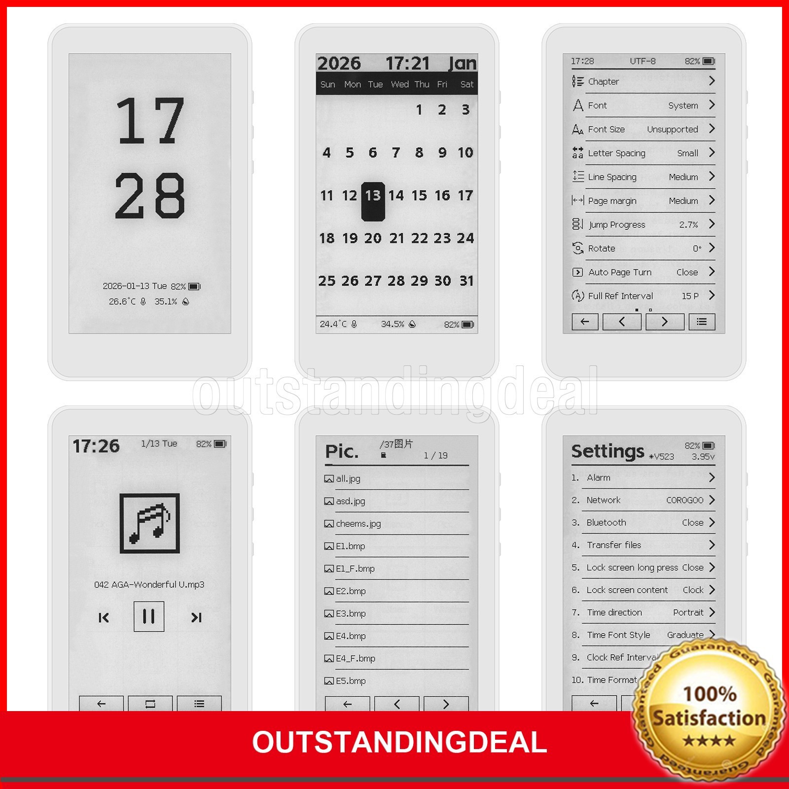 HamGeek M3 E-Book Reader 3.7-inch Touch Screen E-Paper 10-Level Adjustable ot26