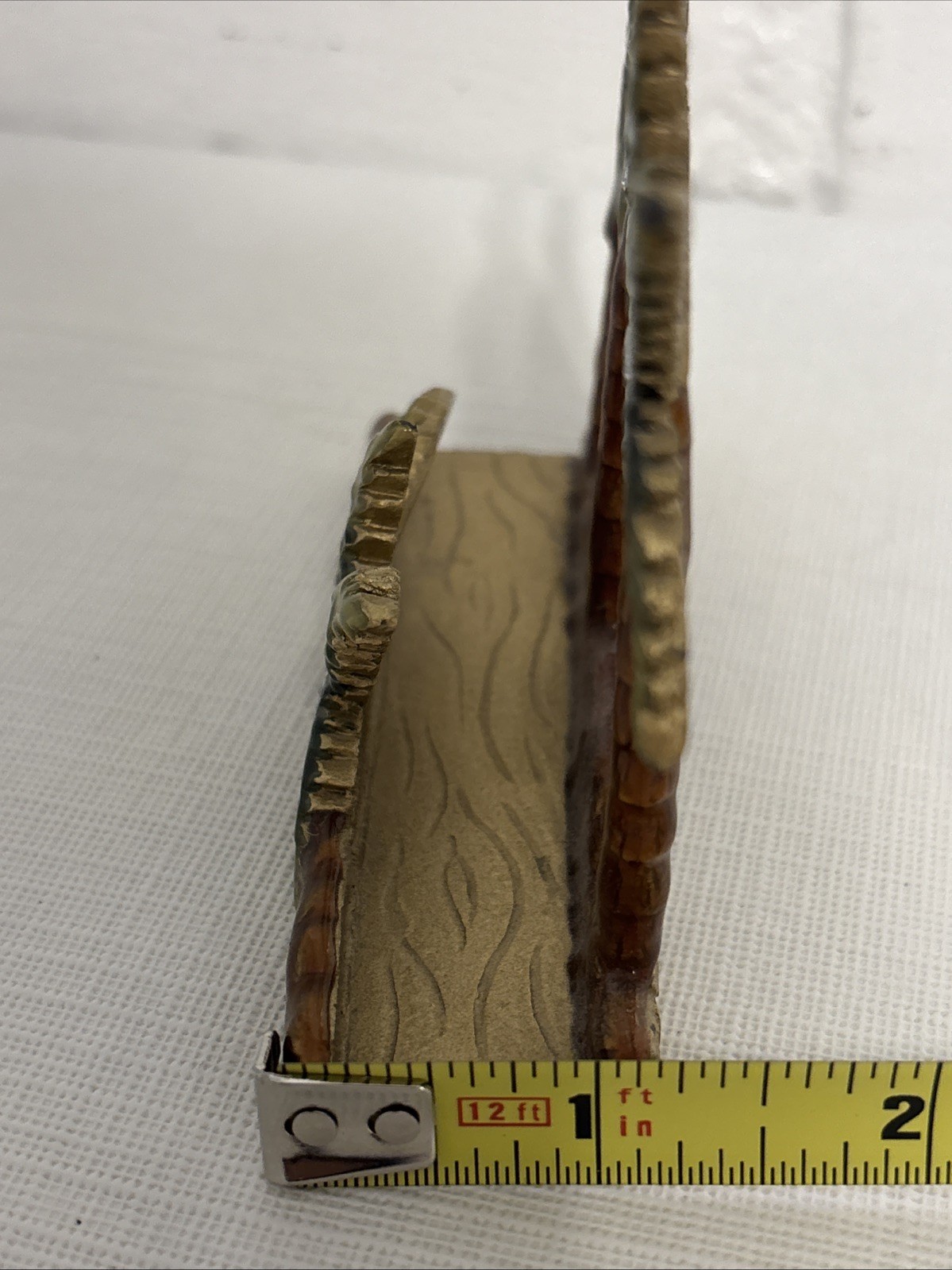 VTG Enamel Heavy Business Card Holder Desk Palm Trees Rhinestones Metal Art