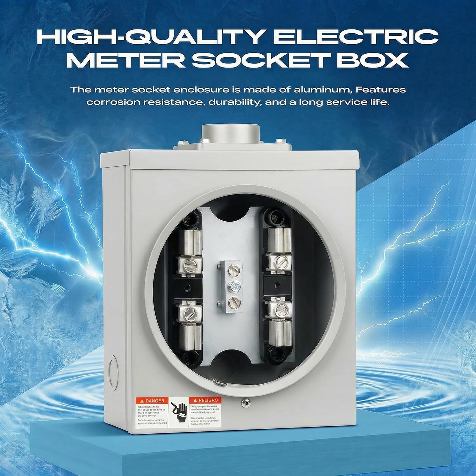 100 Amp Meter Socket, 4-Jaw Meter Base, Single Phase 3-Wire Ringless | 600V Max