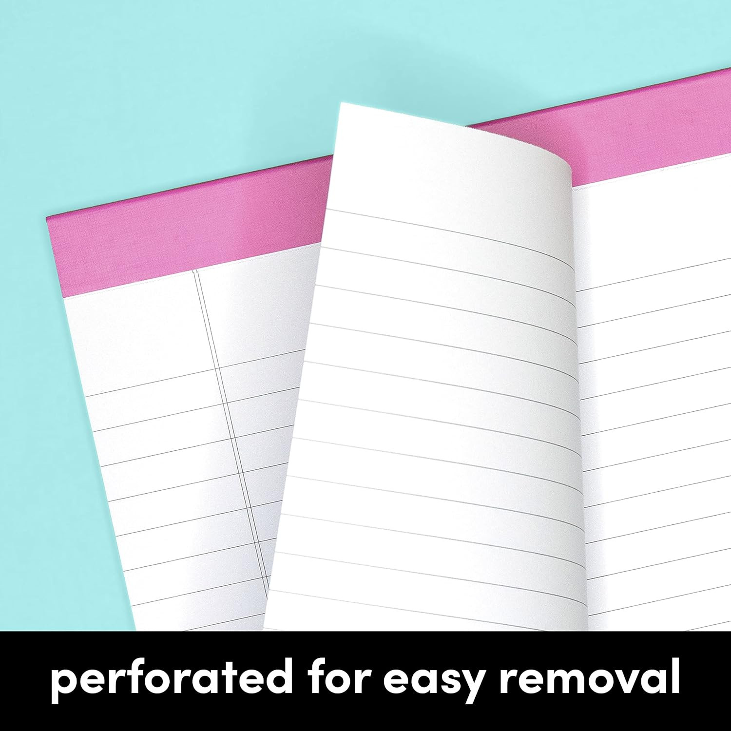 6 Pack Lined Legal Pads 8.5×11″ Wide Ruled Notebook Color Binding 50 Sheets