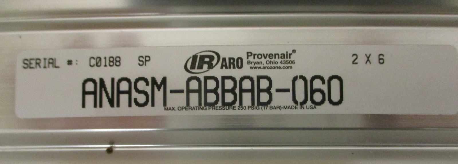 Ingersoll Rand ANASM-ABBAB-060 Pneumatic Cylinder 2″ Bore 6″ Stroke