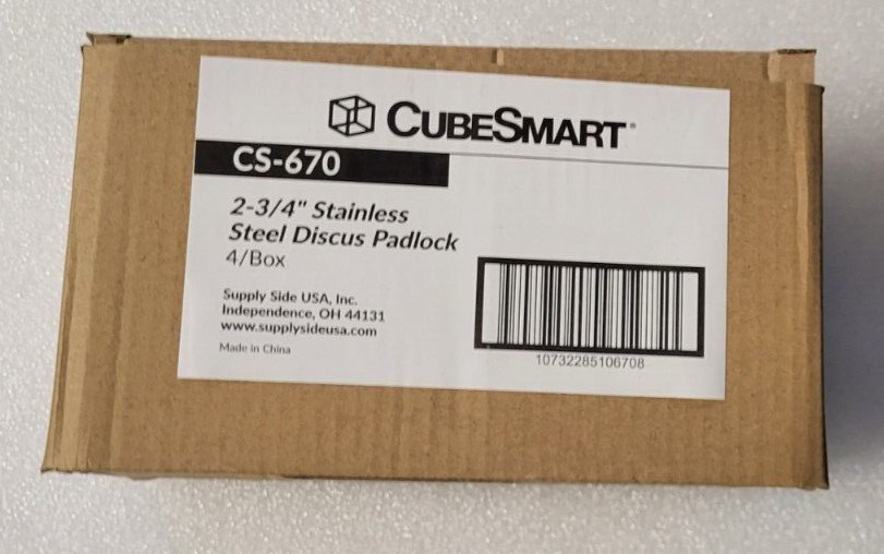 CubeSmart Stainless Steel 2 ¾» Disc Padlock with 2 keys 4 Pack