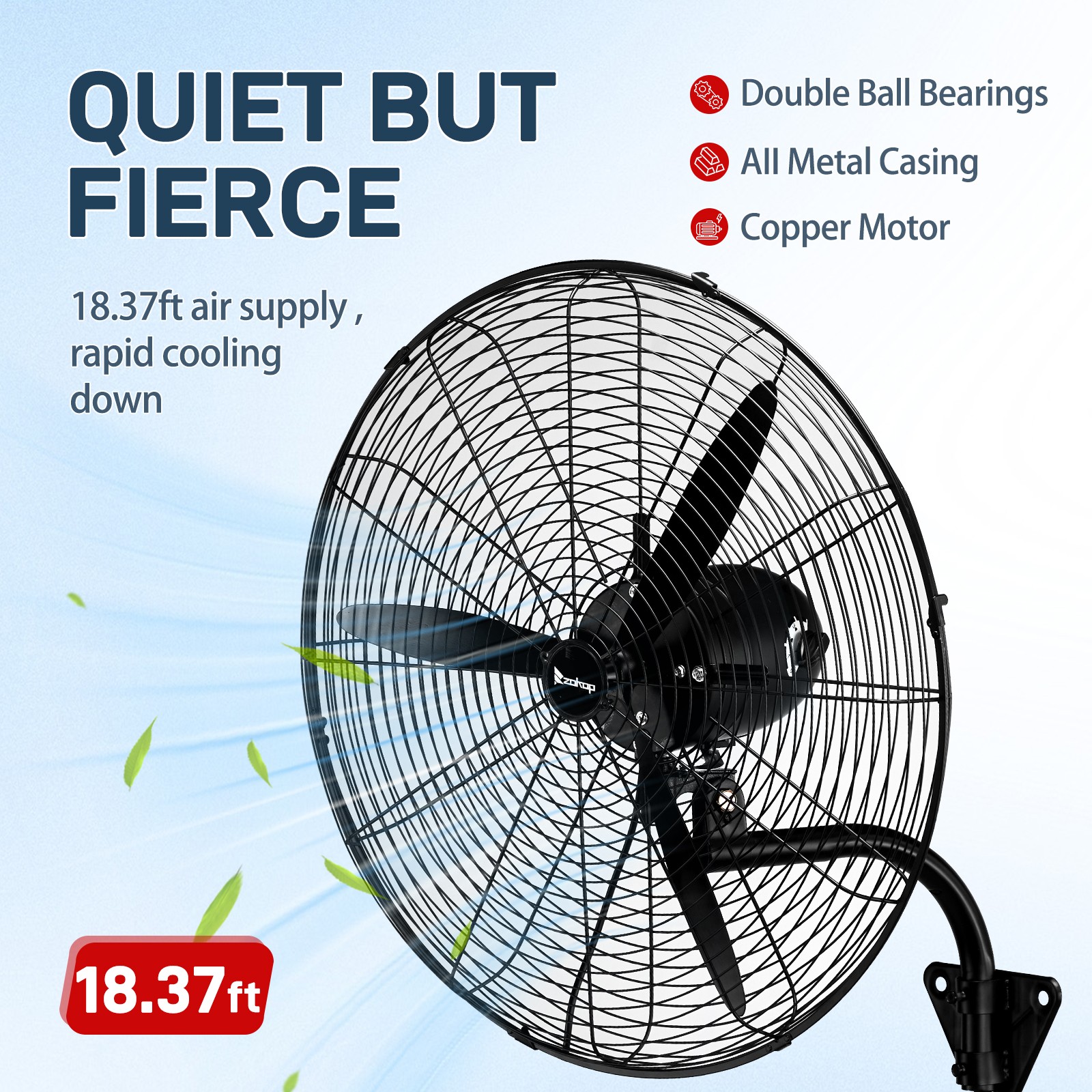 20» High Velocity Oscillating Wall Mount Fan For Commercial, Industrial 4 Speed