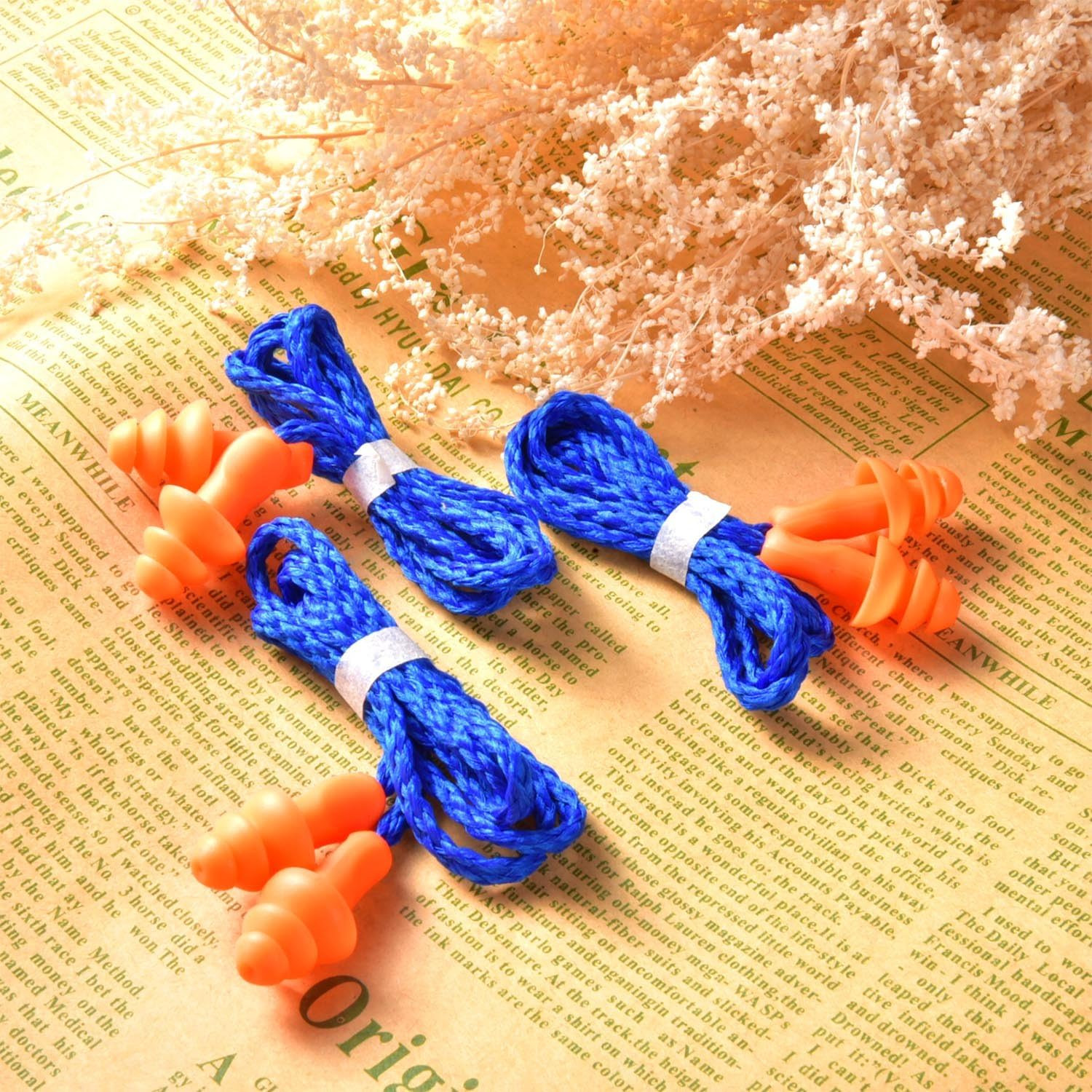 20 Pairs Corded Ear Plugs Reusable Silicone Earplugs with String Banded Ear Plug