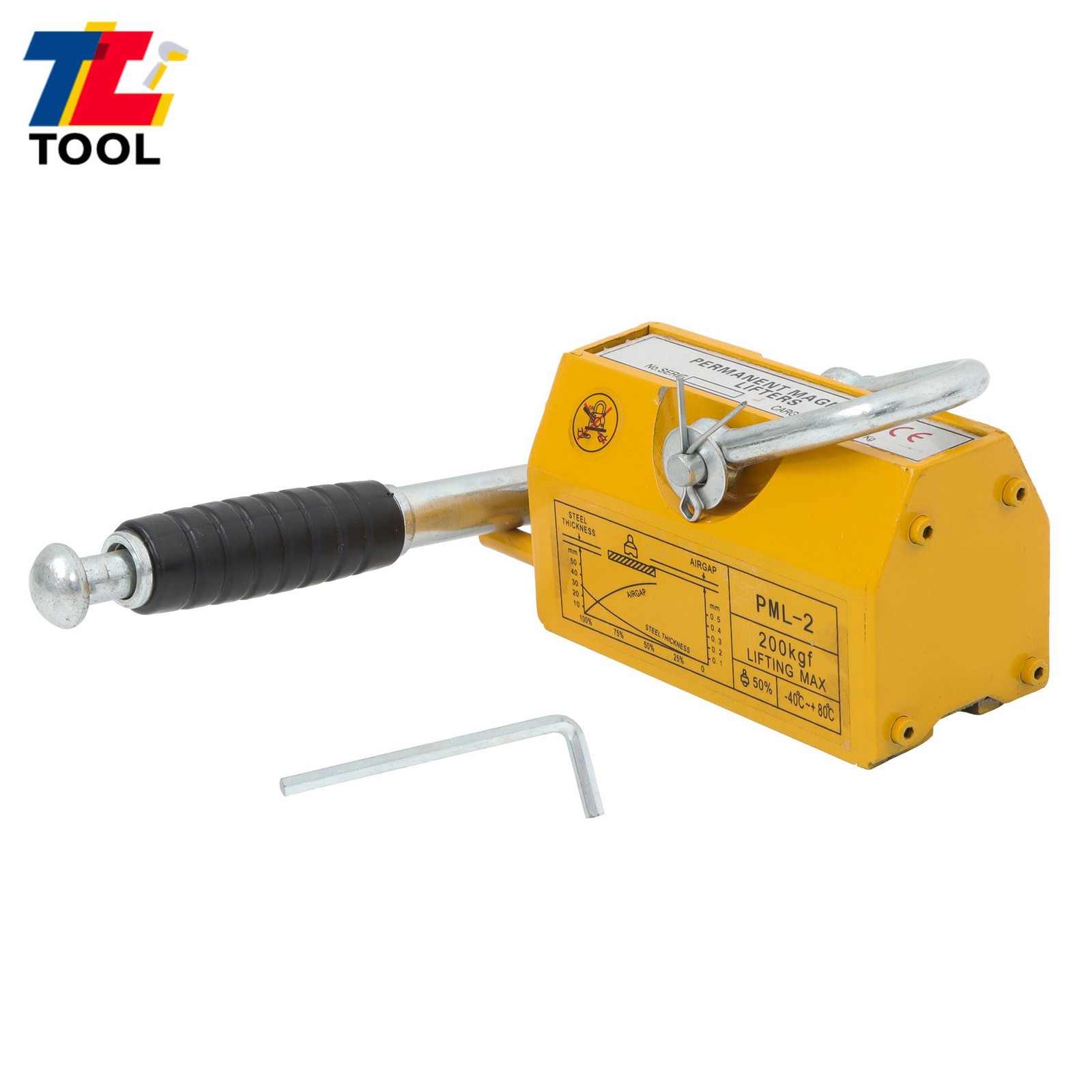 440lbs/200kg Permanent Magnetic Lifter Yellow 2.5 Safety Factor Neodymium Hoist