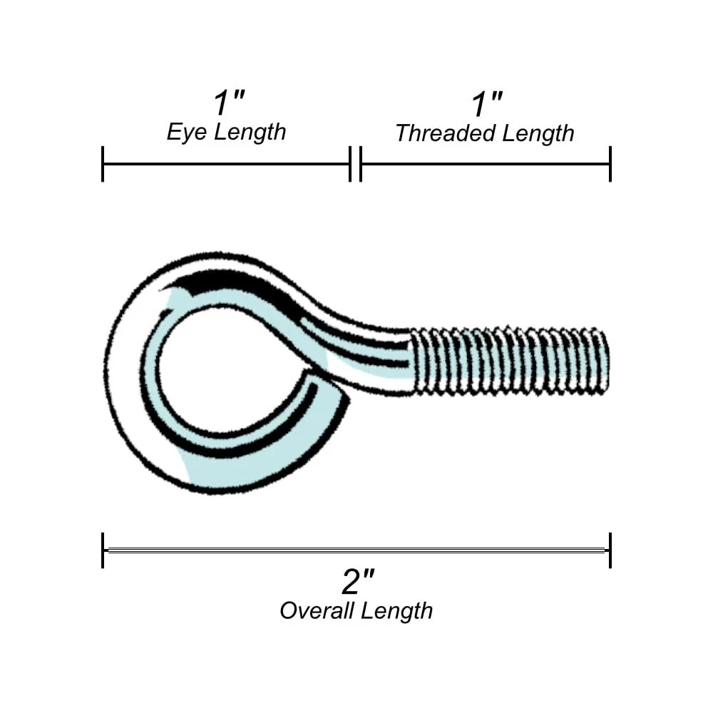 (100) Eyebolts w/ Nut Zinc Plated 1/4″ -20 X 1″ Overall Length 2″ Made In U.S.A.