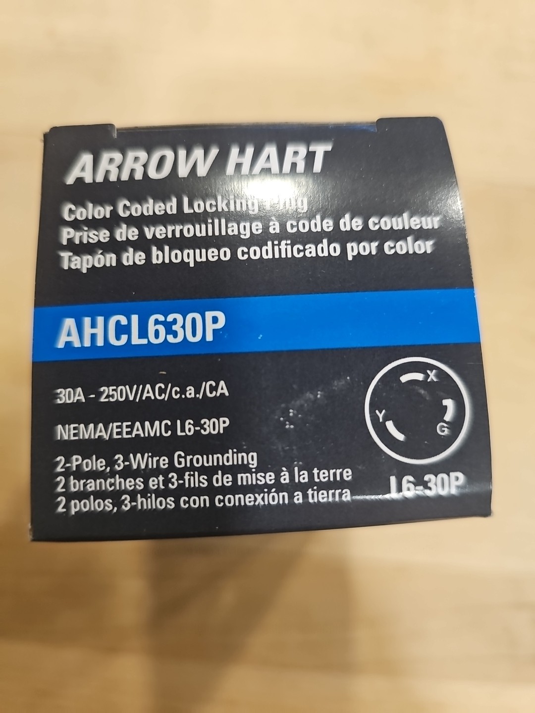 Eaton AHCL630P 30A 250V Blue Black Twist Lock Plug L6-30P Ultra Grip Industrial