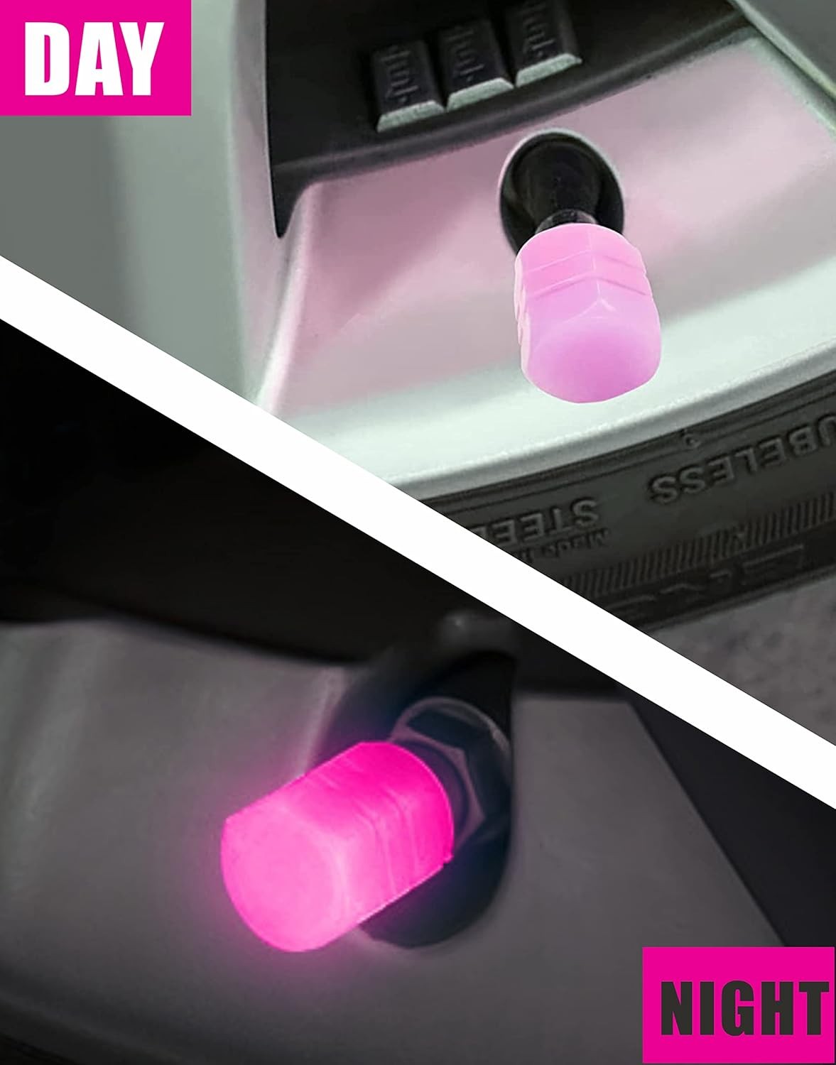20-Piece Fluorescent Tire Valve Stem Caps, Glowing Noctilucent Color: 5 colors