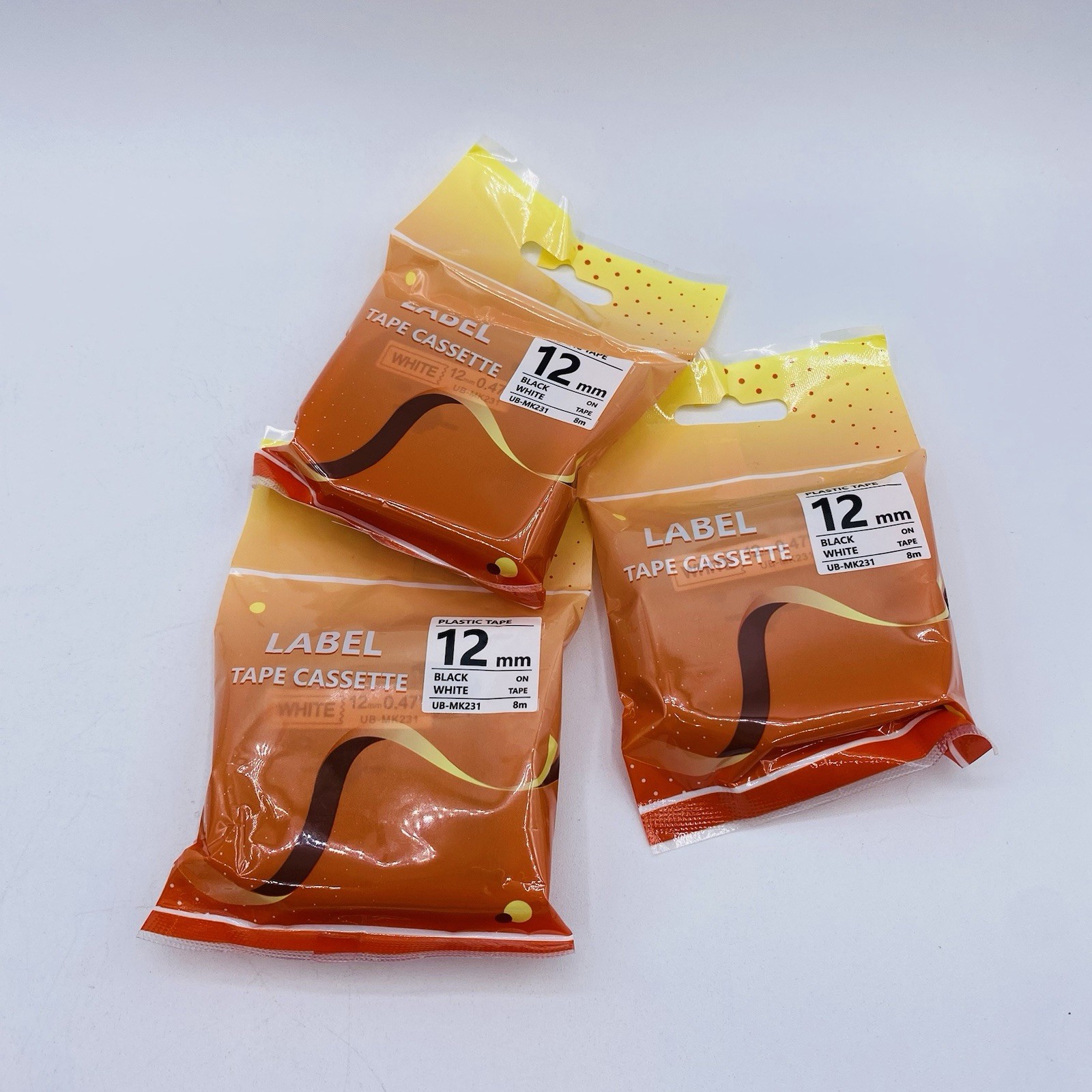 Set of 3 FOR Brother P-touch Label Tape .47″ Ribbon Cassette 12mm M-K231 MK-231