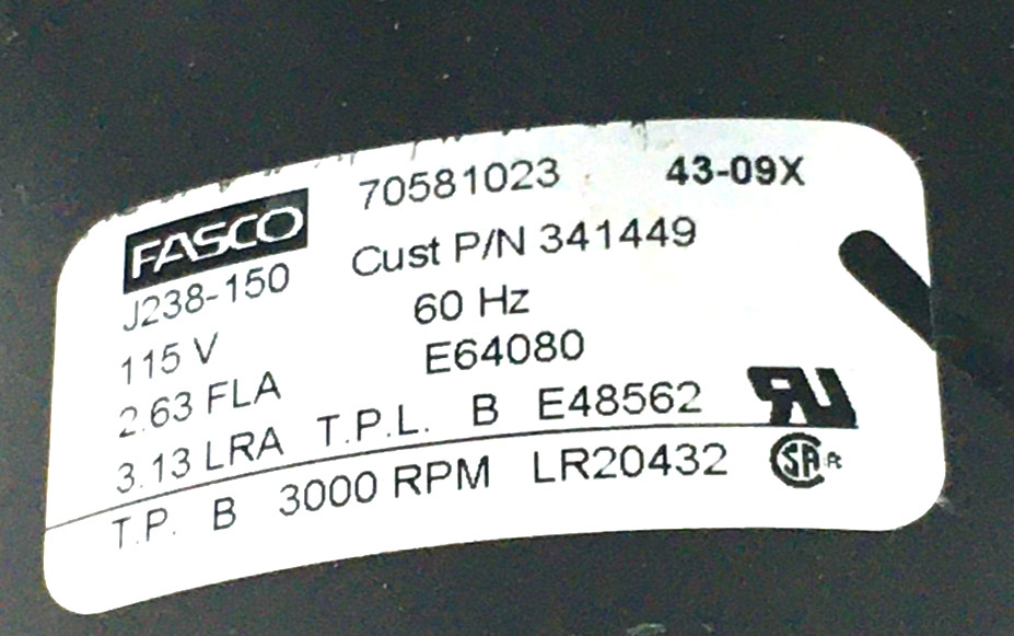 Fasco 70581023 York Furnace Draft Inducer 341449 115V no p/s used #MD929