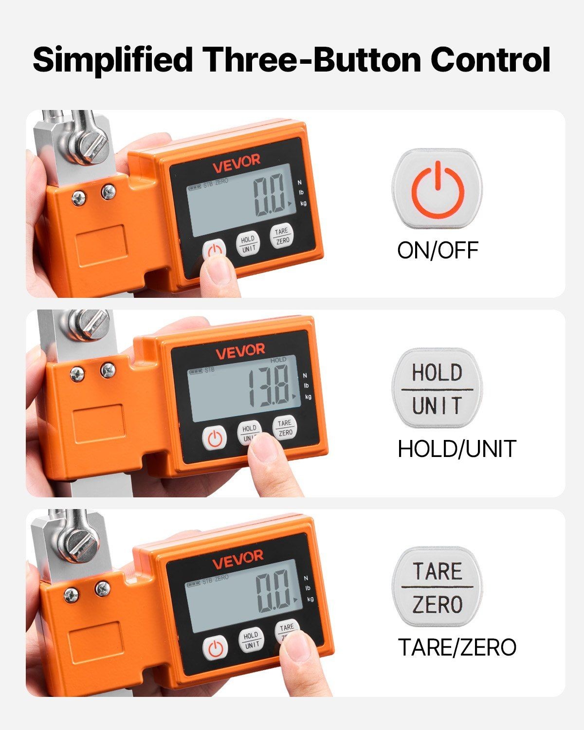 Digital Crane Scale 1100lb/500kg, Cast-Aluminum Body, 0.2lb Resolution