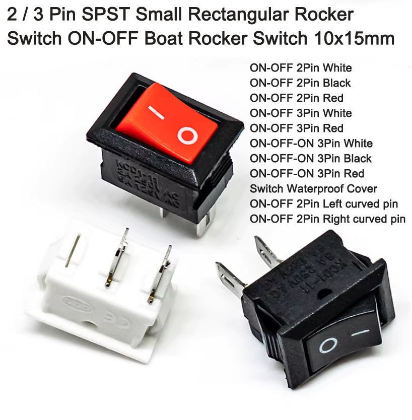 10x15mm 2 / 3 Pin SPST Small Rectangular Rocker Switch ON-OFF Boat Rocker Switch