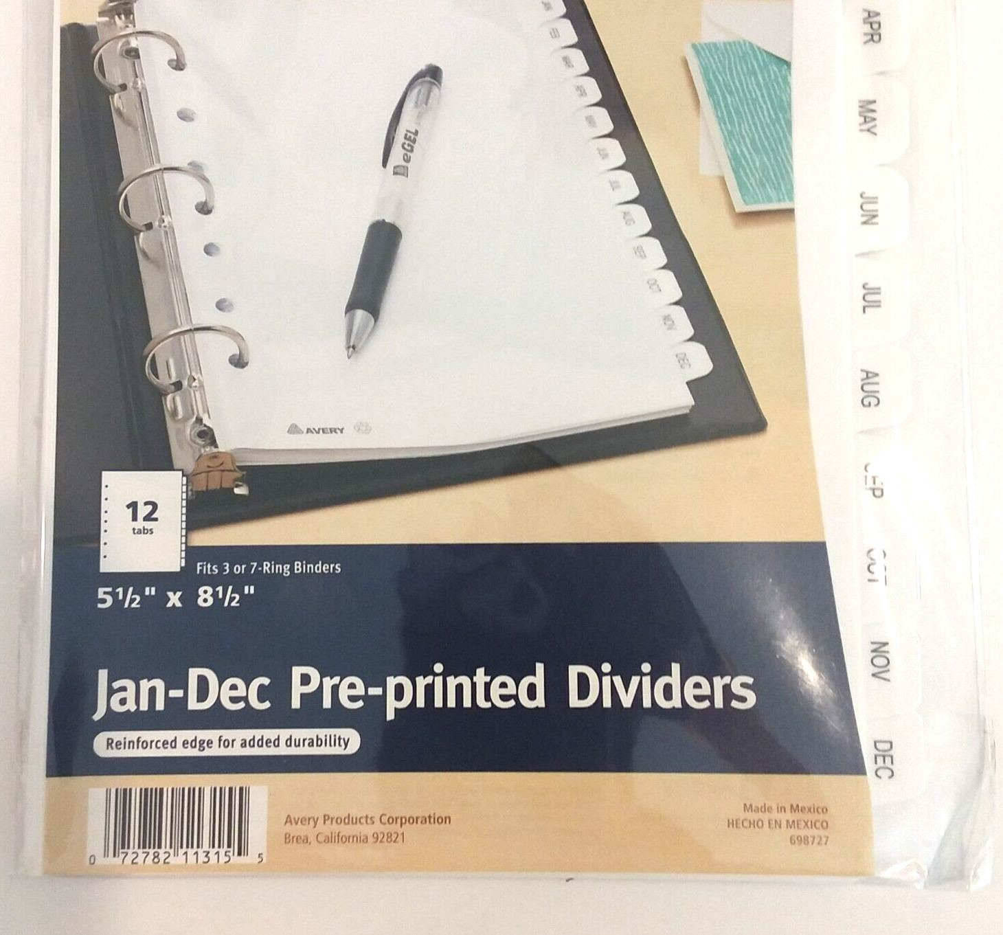 Lot of 3 Avery 11315 12 Month Jan thru Dec Monthly Dividers 5 1/2″ x 8 1/2″ NEW