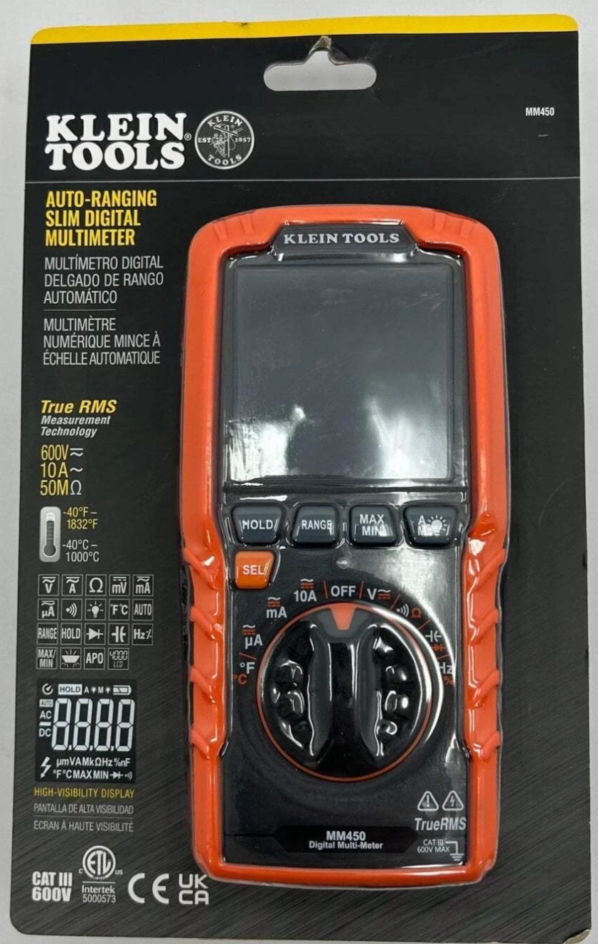 New Klein Tools Auto-Ranging Slim Digital Multimeter MM450