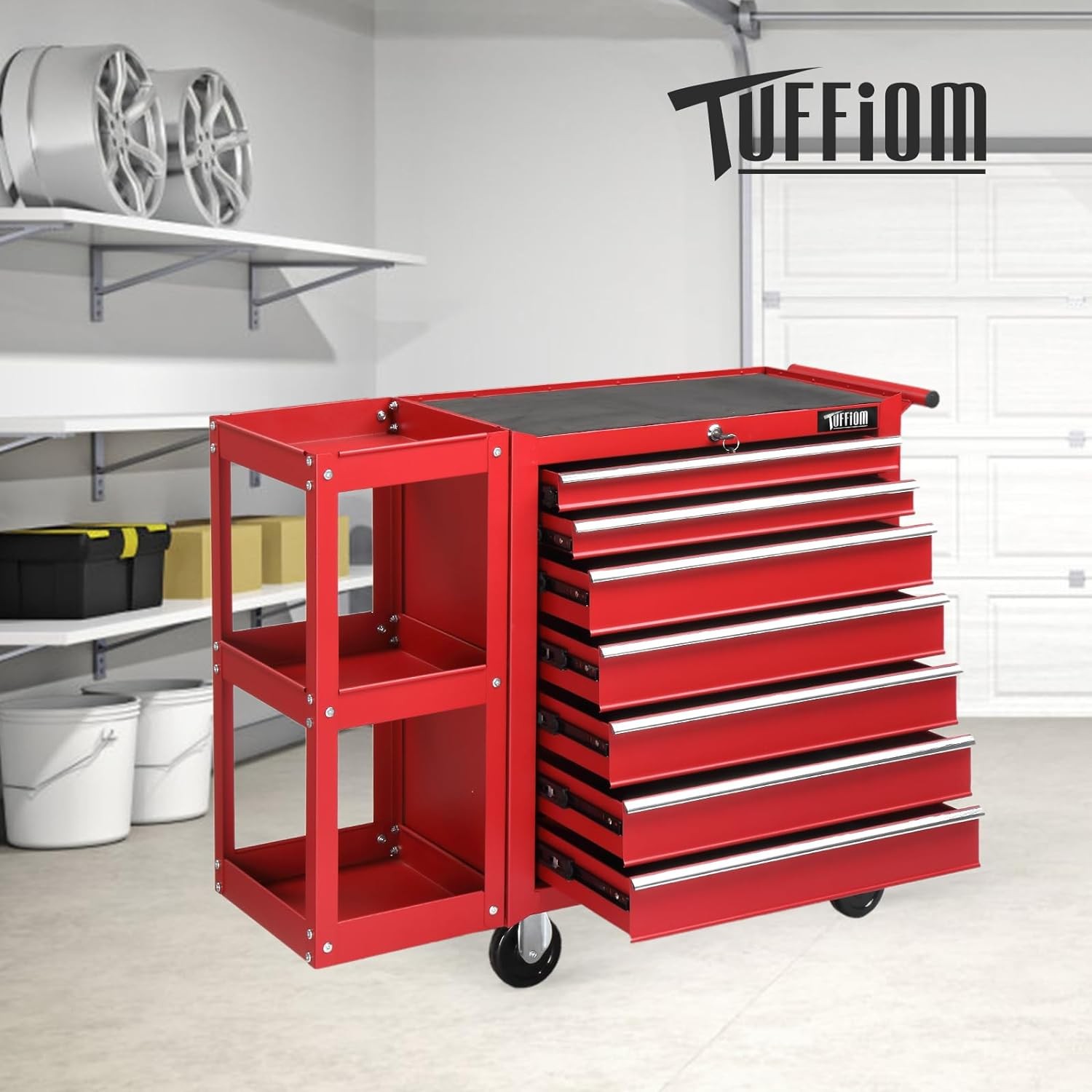 Rolling Tool Chest Tool Box with 7 Drawers & Wheels & Drawer Liners for Garage