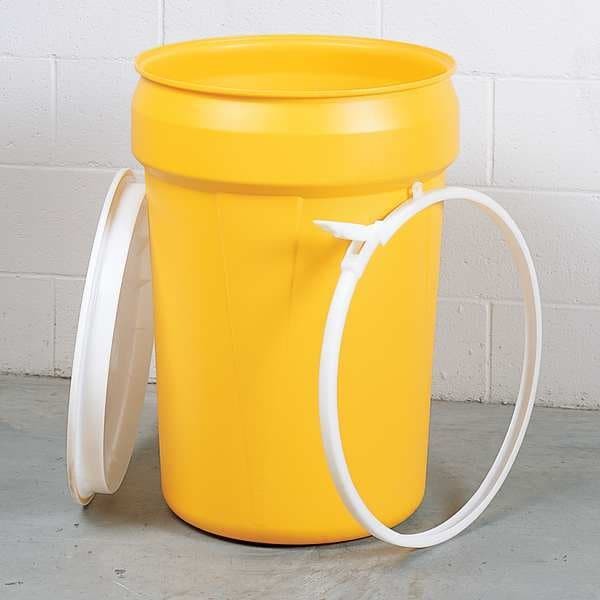 Eagle Mfg 1601 Open Head Overpack Drum, Polyethylene, 30 Gal, Unlined, Yellow