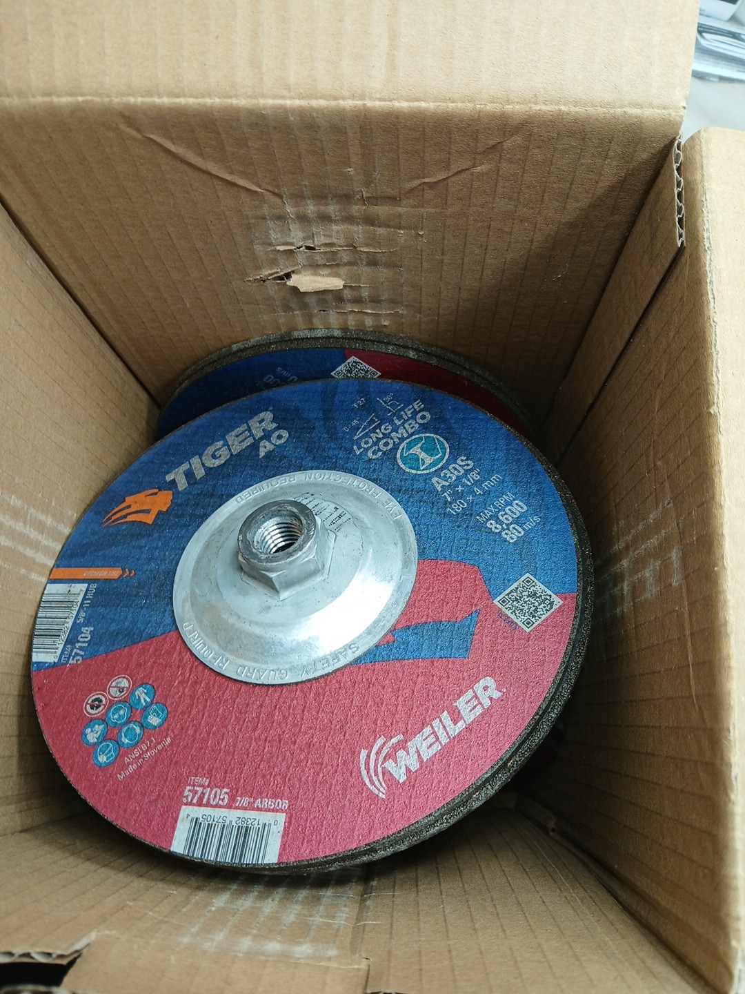 10Pk Weiler 57104 7″ Cut/Grind Wheel 1/8″ 5/8-11A T27 30GR A0, Box of 10 New OB