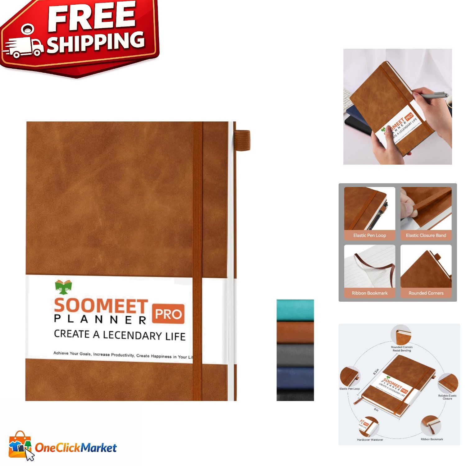 200-Page Leather Notebook – College Ruled A5 Journal for Everyday Use