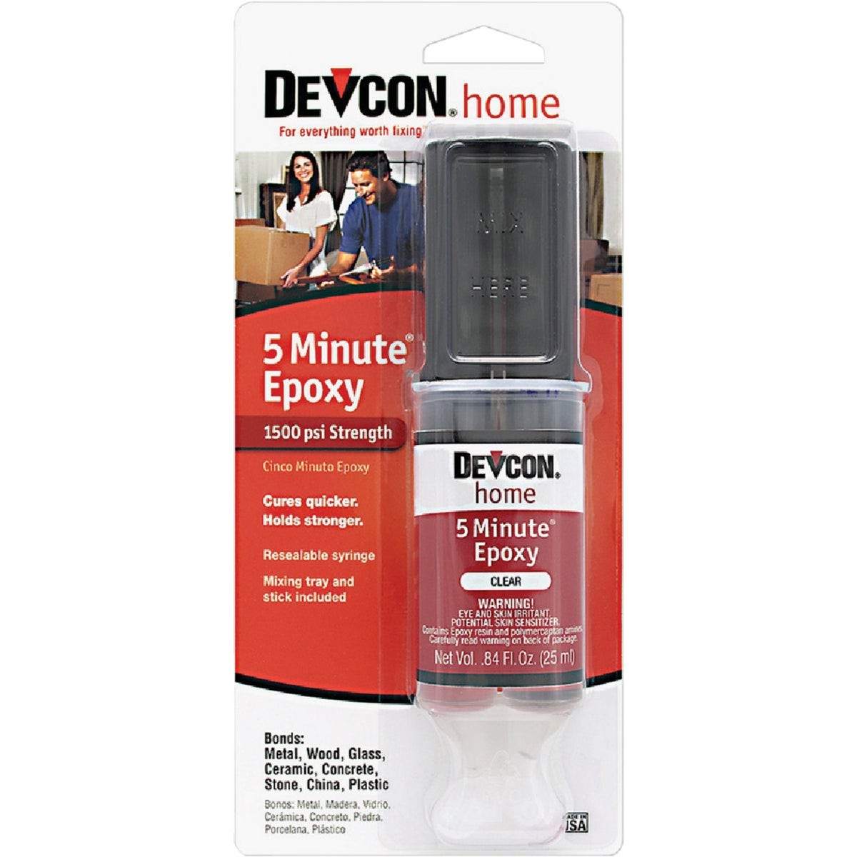 Devcon 1 Oz. 5 Minute Epoxy Syringe 20845 Pack of 6 Devcon 20845 078143208454