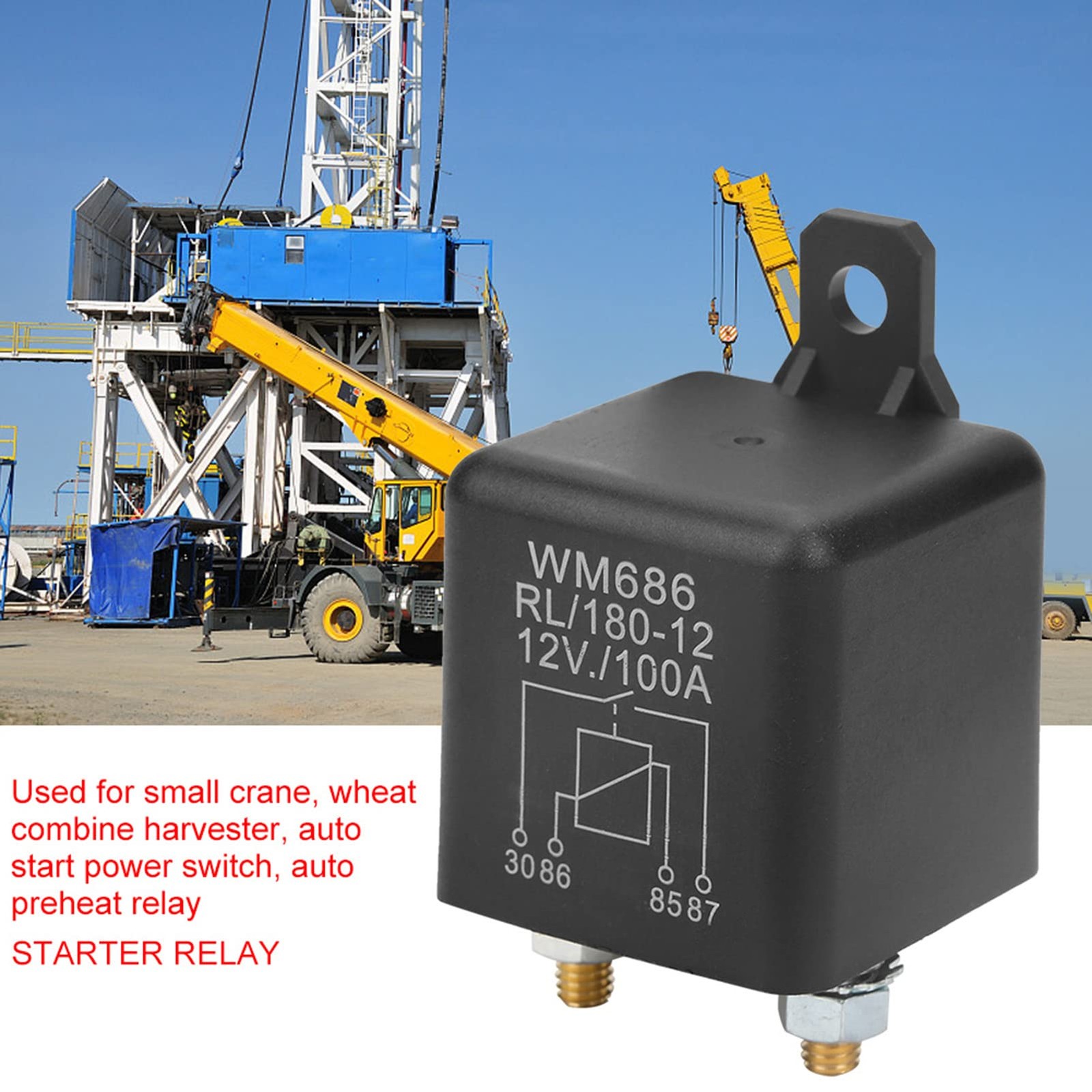 Relay 100A, 12V Continuous Duty 4 Pin High Power Relay, Normal Open