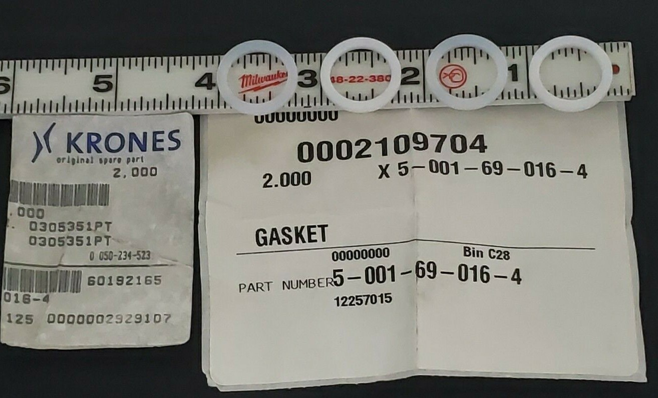 LOT OF 4 NEW KRONES 5-001-69-016-4 GASKETS 5001690164, 0002109704