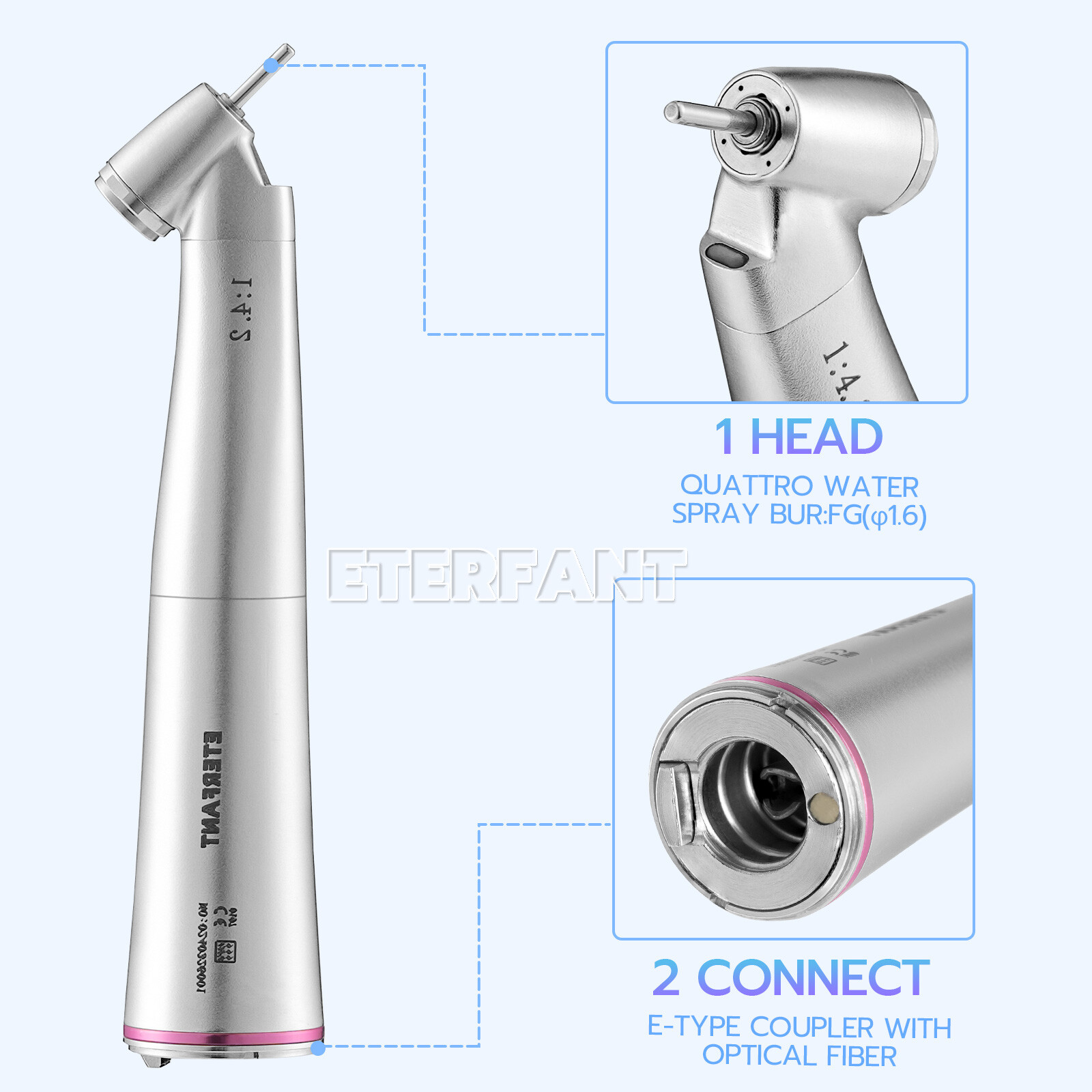 ENTERFANT Dental 1:1/1:4.2/20:1 Implant LED Fiber Optic Contra Angle Handpiece
