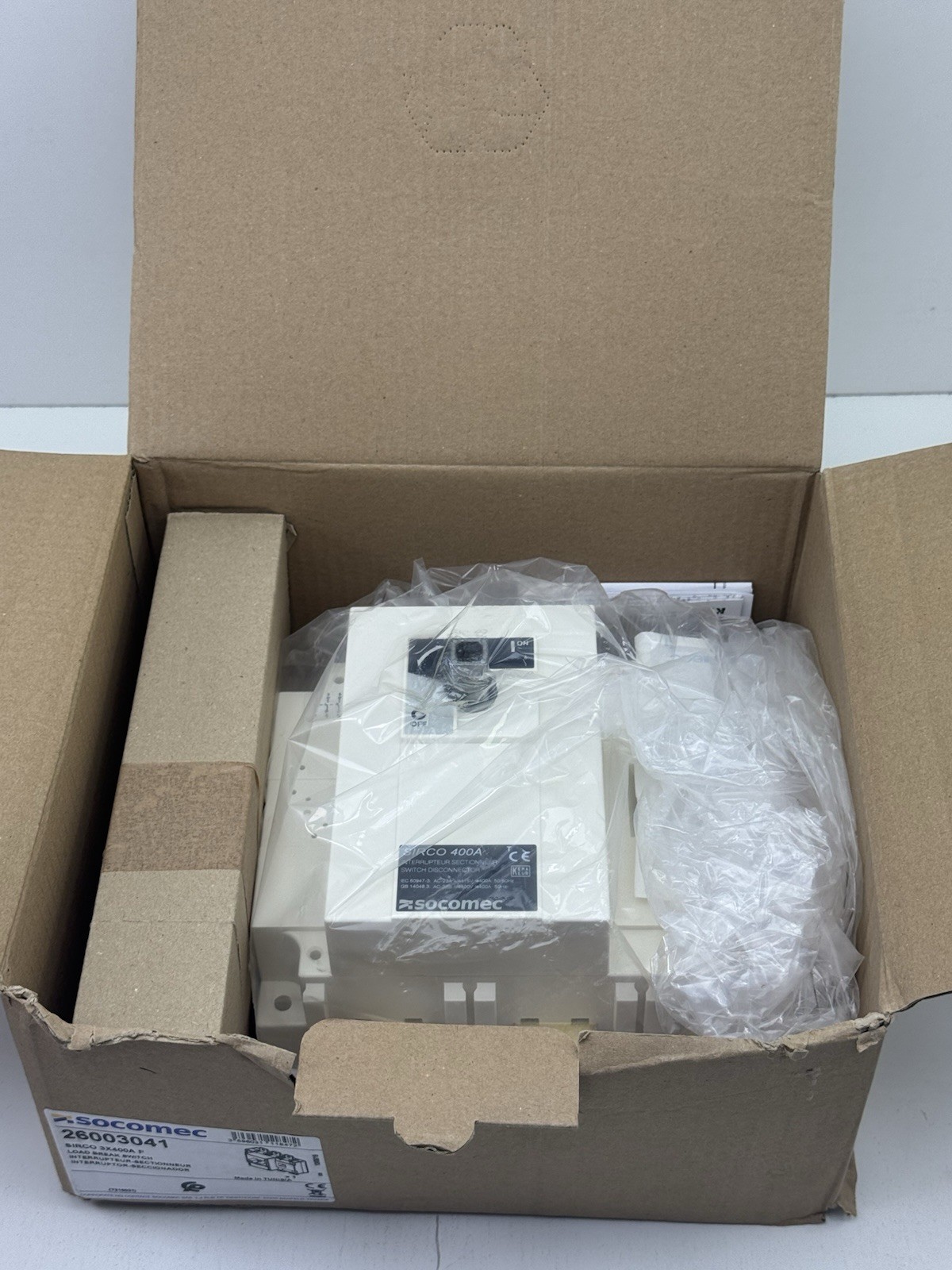 SOCOMEC 26003041 SIRCO 3X400A F LOAD BREAK SWITCH DISCONNECTOR 2600 3041