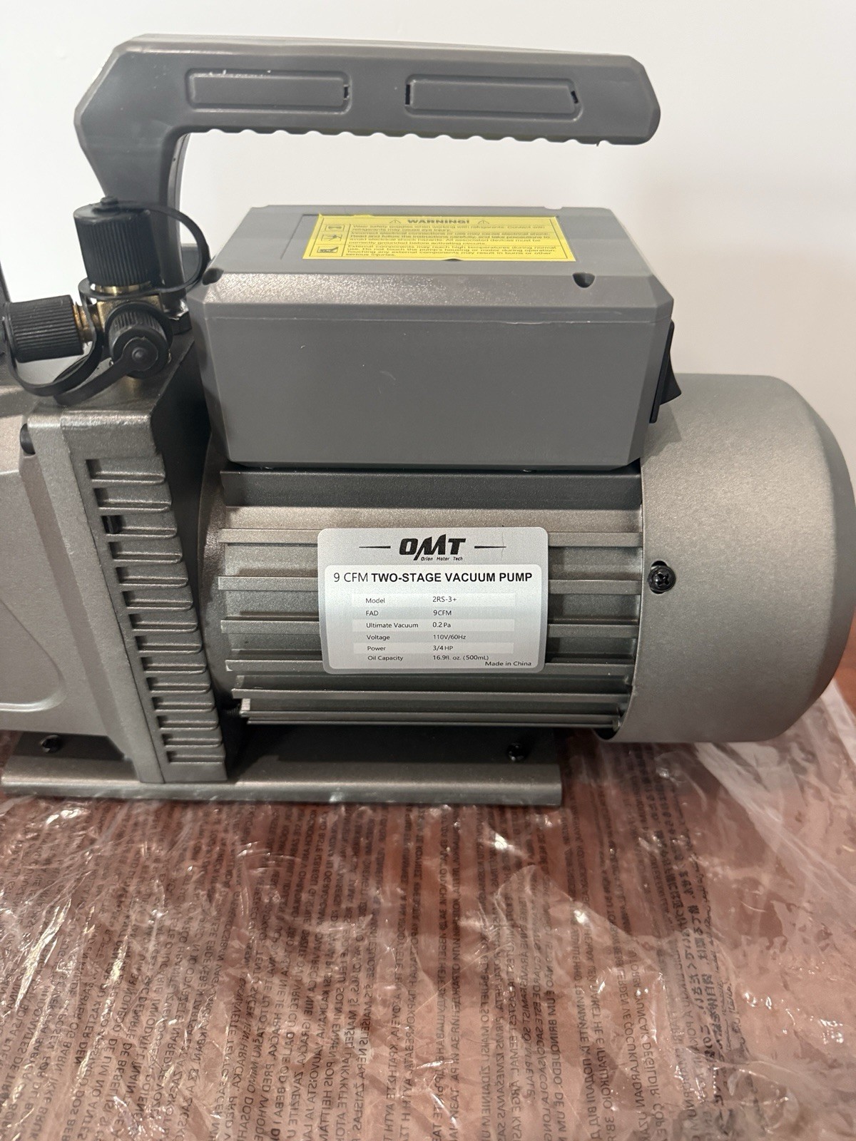 OMT 9 CFM Two-Stage Vacuum Pump 3/4 HP 110V (Model: 2RS-3+)