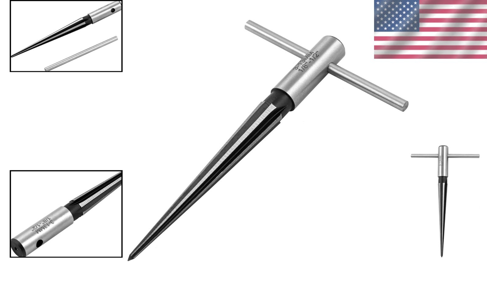 High-Quality 1/8″ to 1/2″ Tapered Straight Flute Reamer Tool with T-Handle