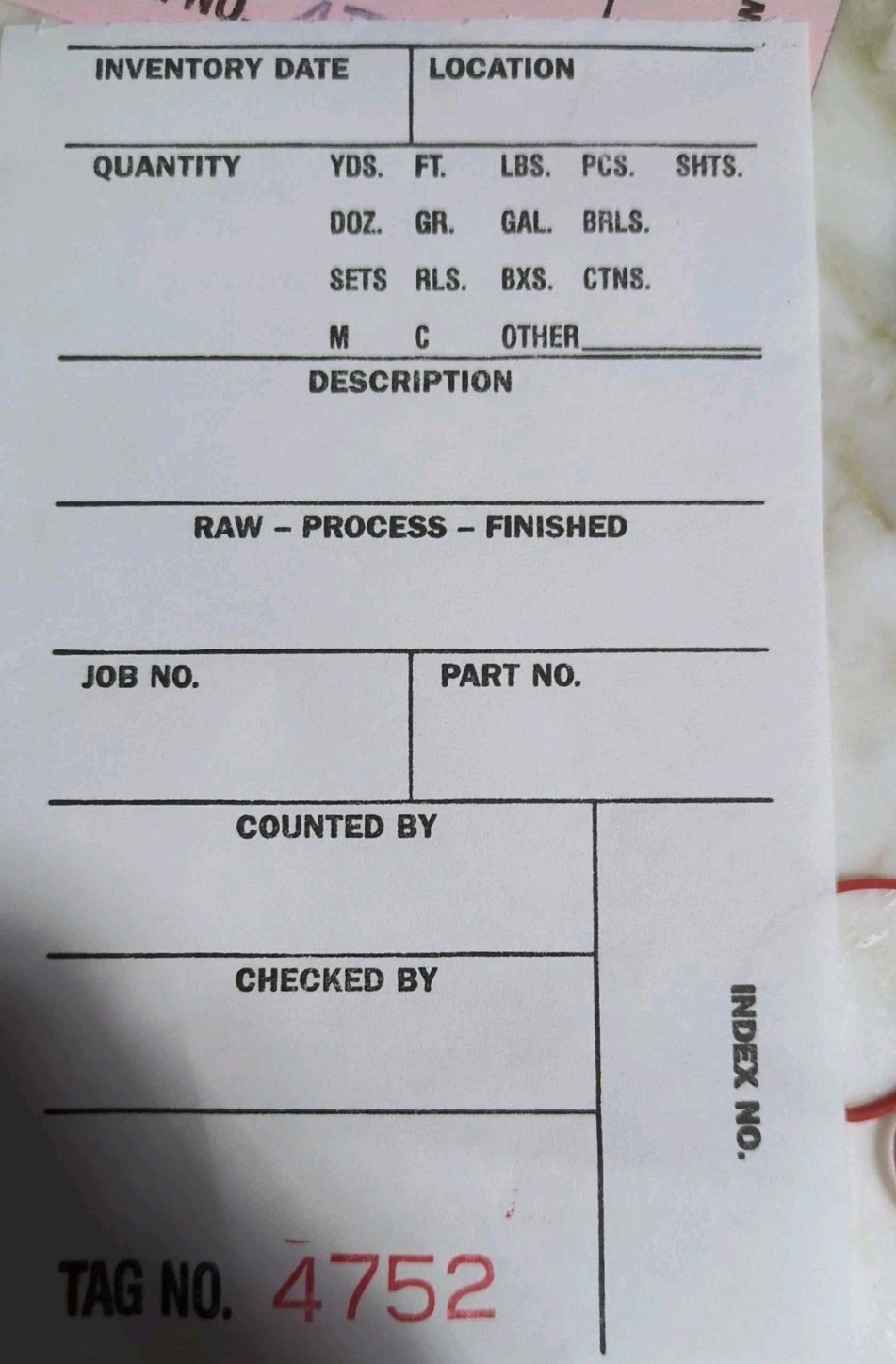 100 3 Part Hanging Inventory Tags Three Copy Control Label Product Carbon Buy