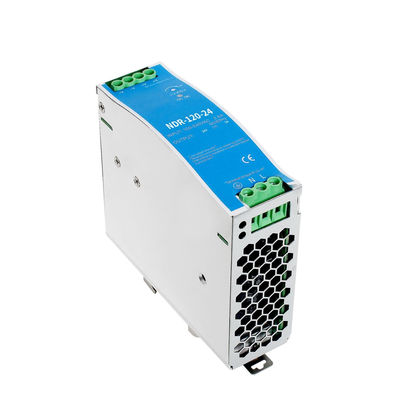 24V 5A 120W DIN Rail Power Supply NDR120-24 with Dual Output 120vac to 24vdc