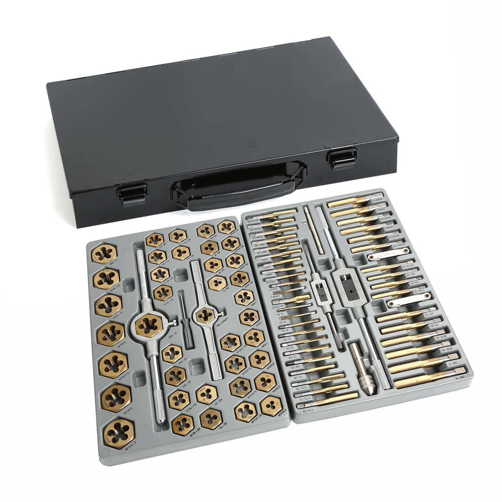 Tap & Die Tools Set, SAE / METRIC Metal Case Tapping Thread Cutting Kit Set 86PC
