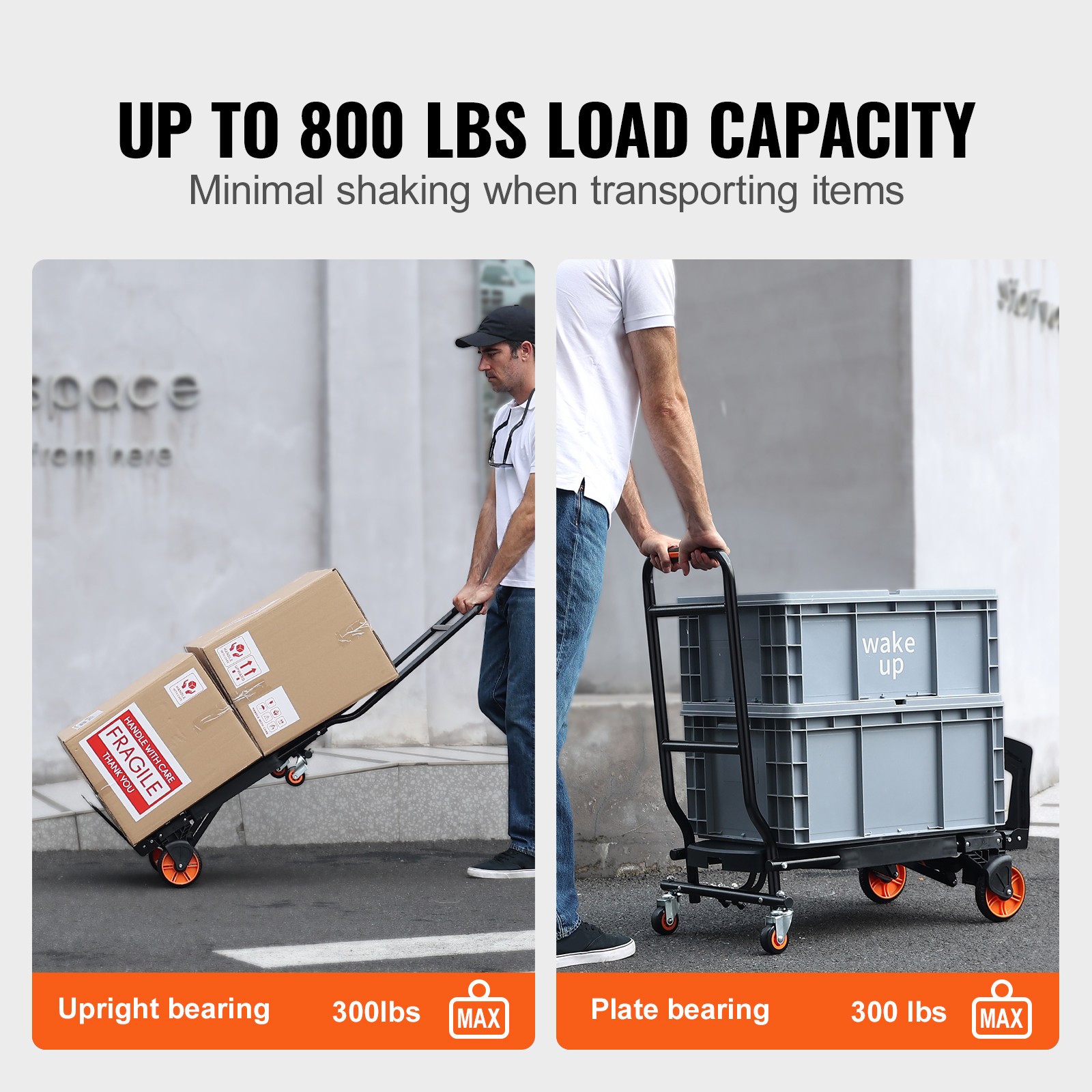 Aluminum Hand Truck 2 in 1 Folding Dolly Cart 300 lbs Capacity Heavy Duty