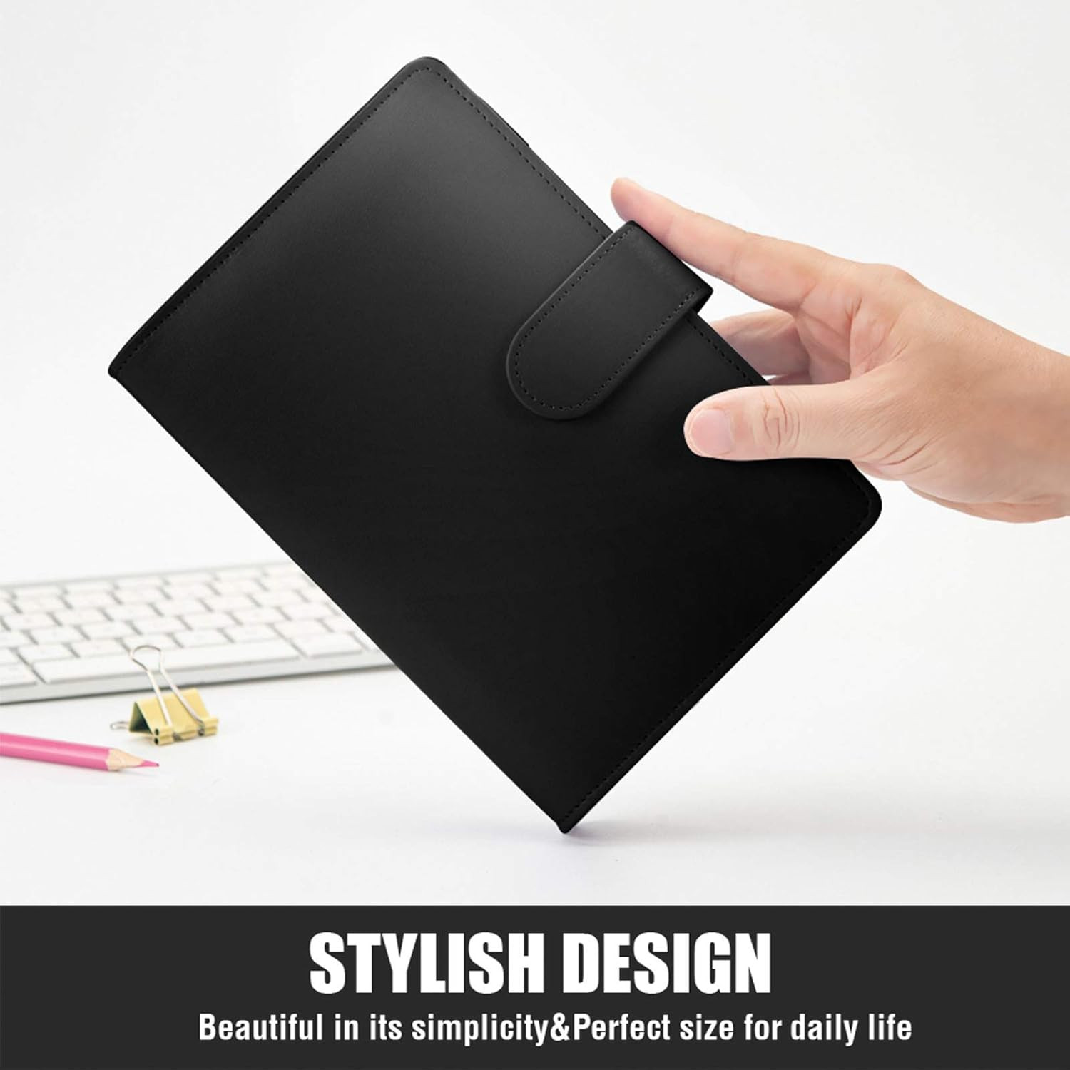 A5 Binder 6 Ring, Refillable Notebook Planner Cover, Small Leather Organizer Emp